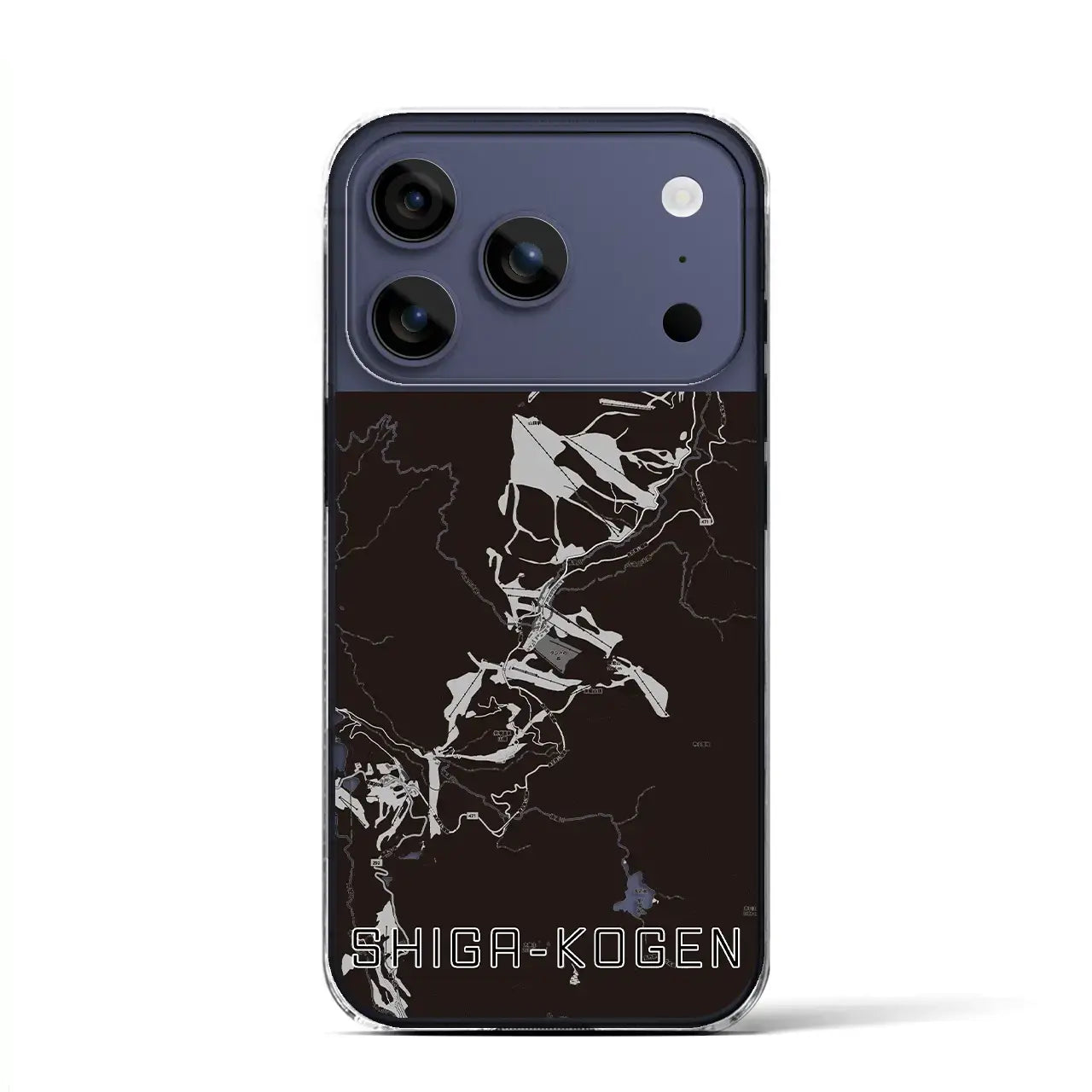 【志賀高原(長野県)】地図柄iPhoneケース(クリアタイプ)モノトーン・iPhone 17 Pro Max 用