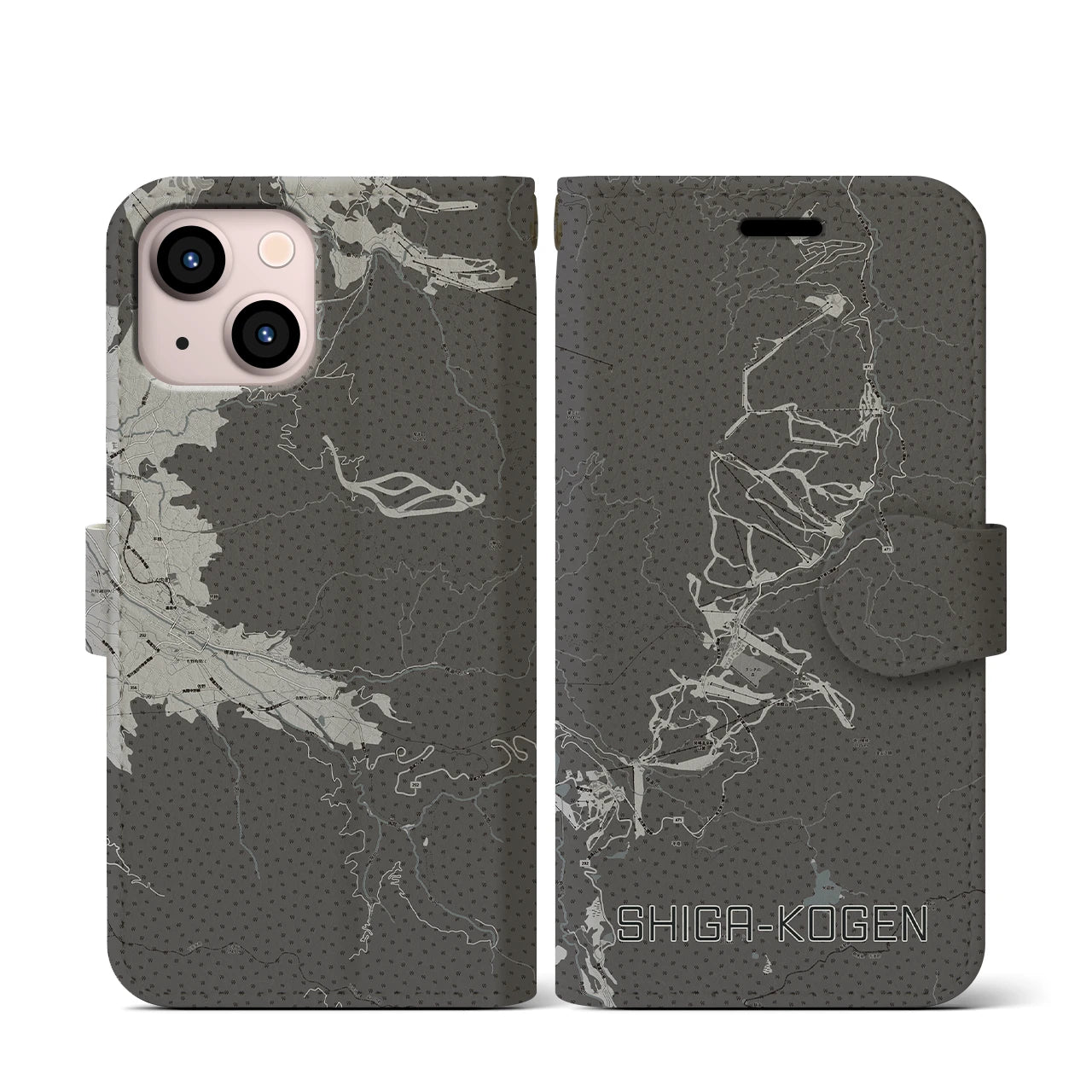 【志賀高原(長野県)】地図柄iPhoneケース(手帳タイプ)