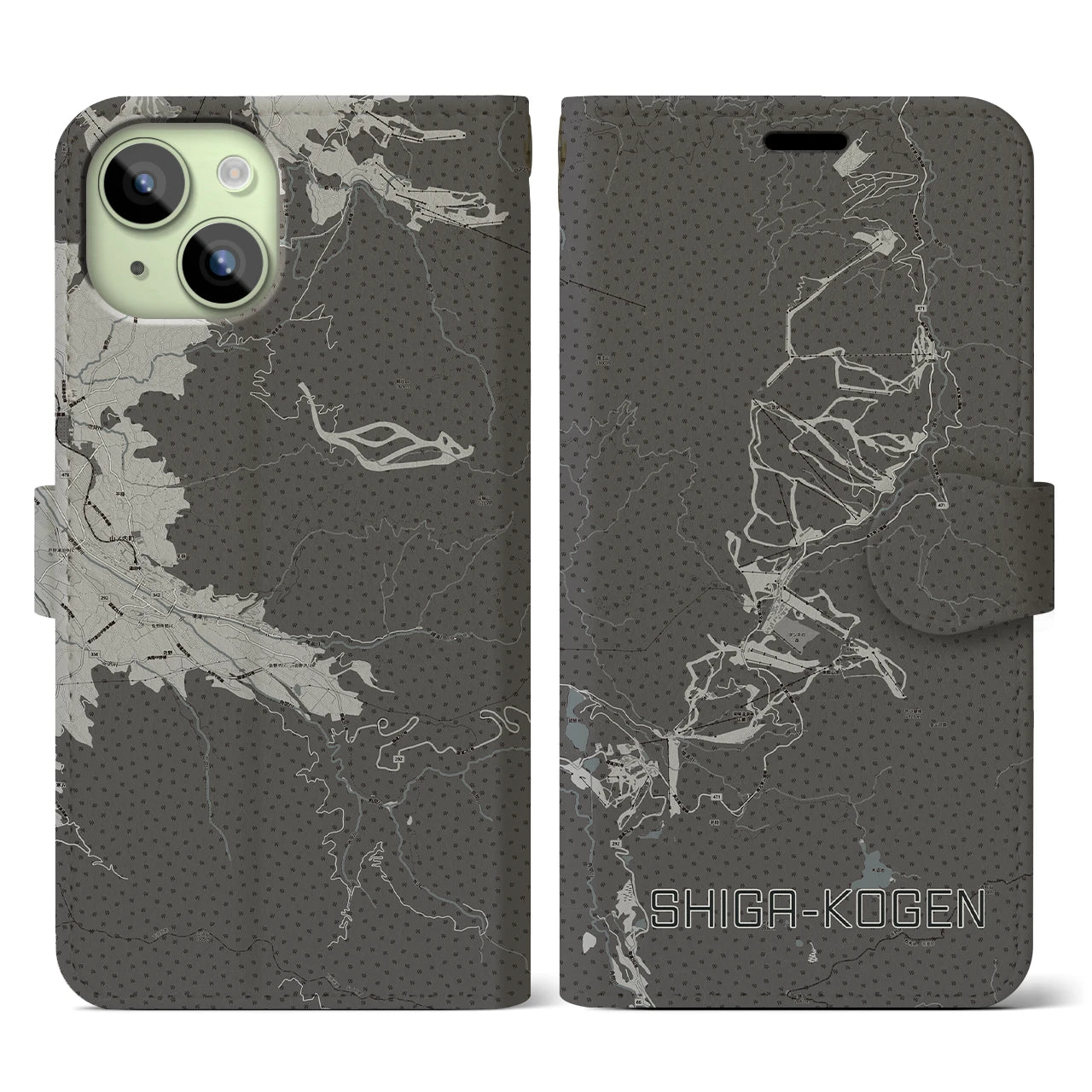 【志賀高原(長野県)】地図柄iPhoneケース(手帳タイプ)
