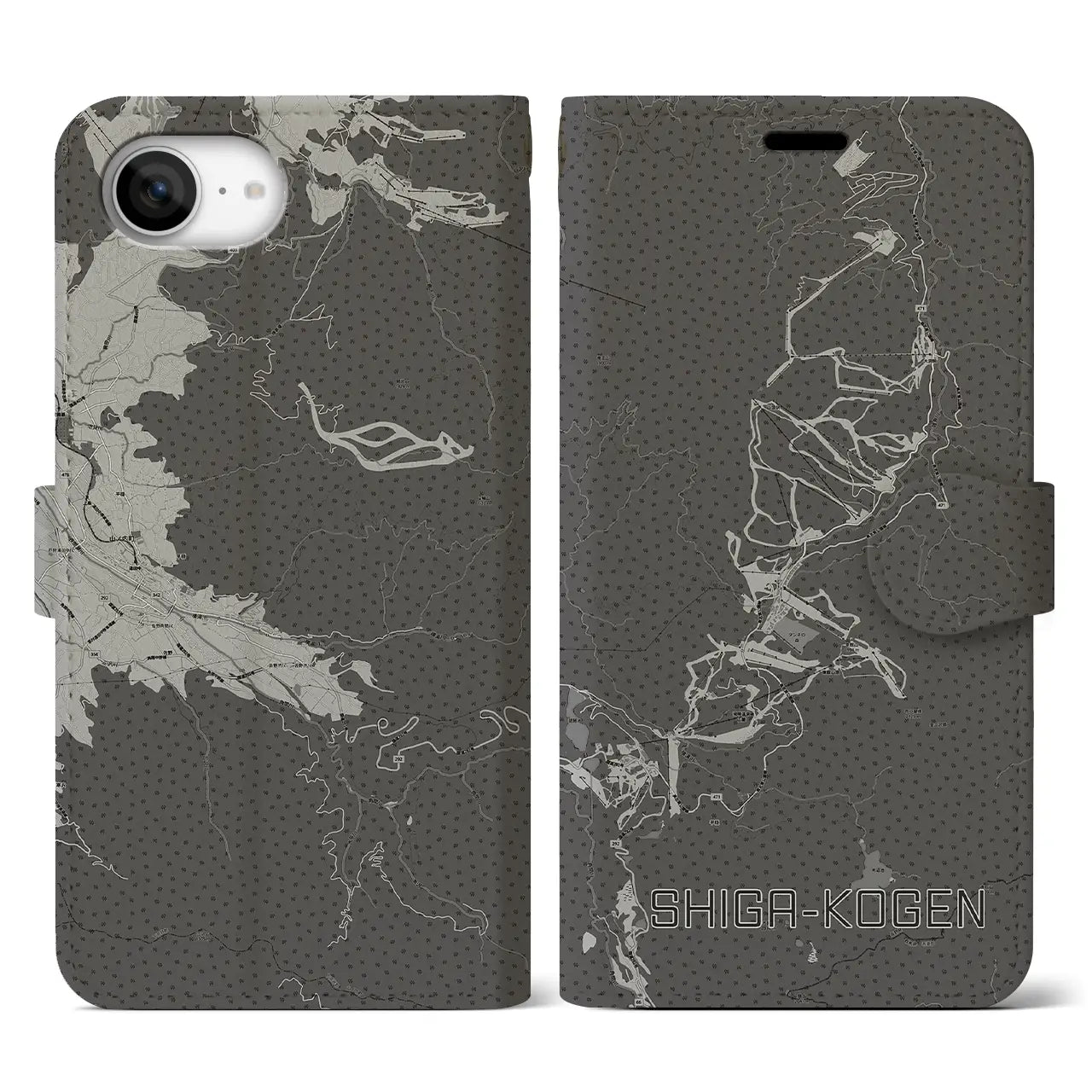 【志賀高原(長野県)】地図柄iPhoneケース(手帳タイプ)