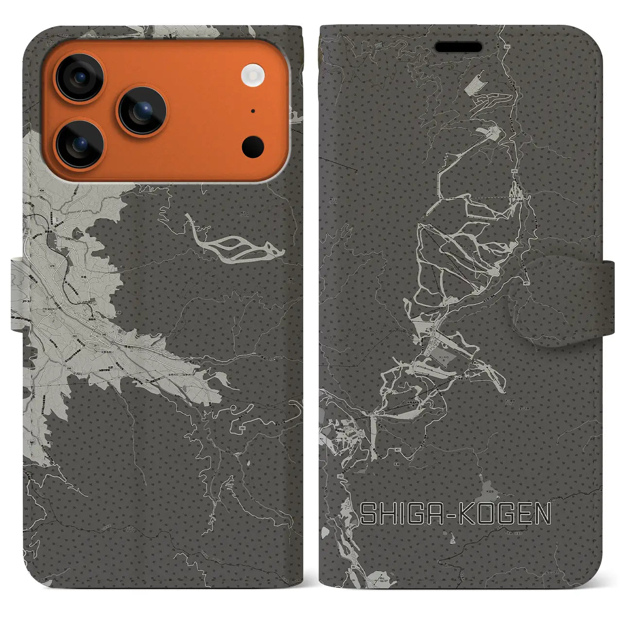 【志賀高原(長野県)】地図柄iPhoneケース(手帳タイプ)