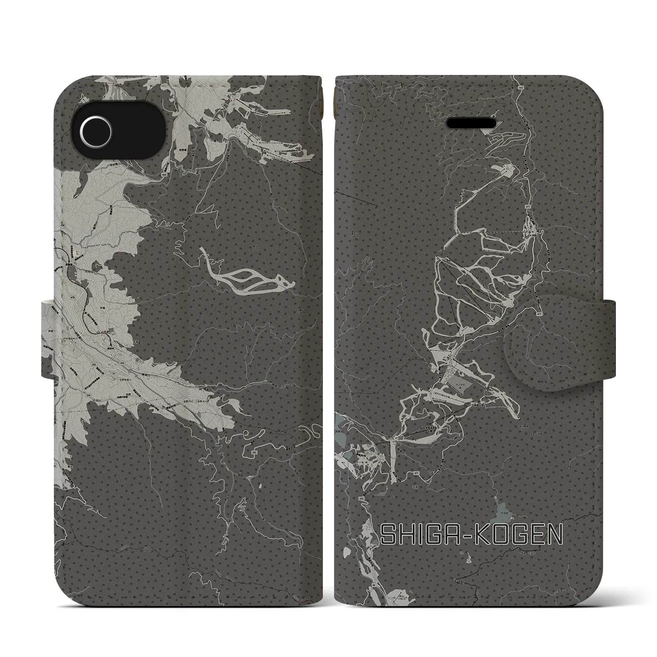 【志賀高原(長野県)】地図柄iPhoneケース(手帳タイプ)