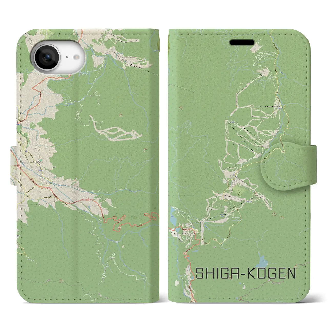 【志賀高原(長野県)】地図柄iPhoneケース(手帳タイプ)