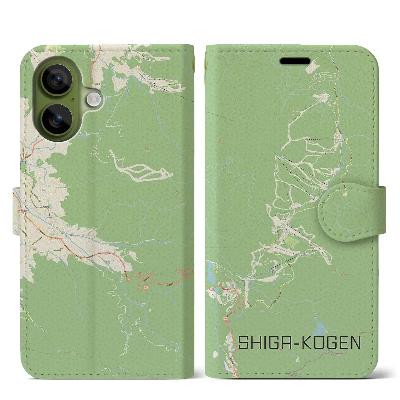 【志賀高原(長野県)】地図柄iPhoneケース(手帳タイプ)