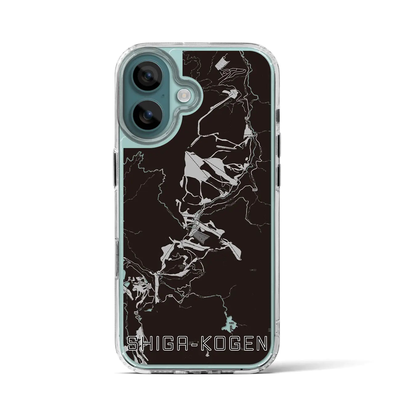 【志賀高原(長野県)】地図柄iPhoneケース(MagSafeタイプ)モノトーン・iPhone 16 Pro 用