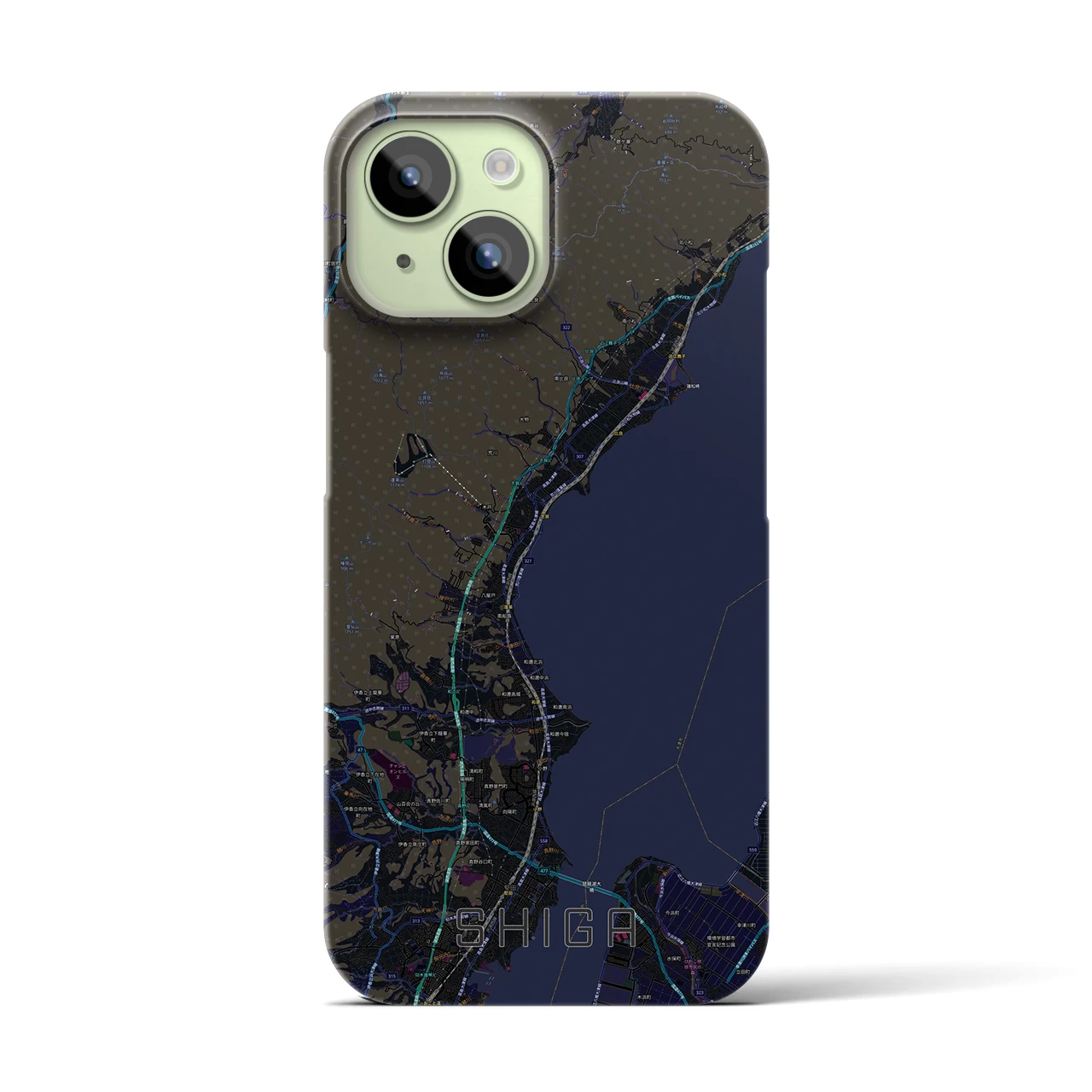 【志賀(滋賀県)】地図柄iPhoneケース(バックカバータイプ)