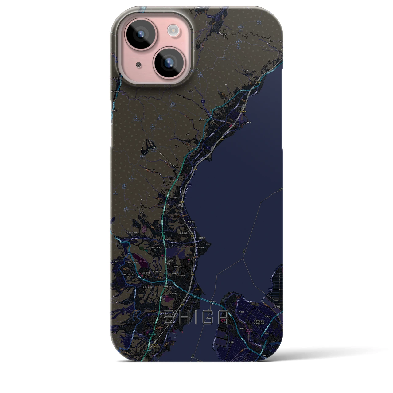 【志賀(滋賀県)】地図柄iPhoneケース(バックカバータイプ)