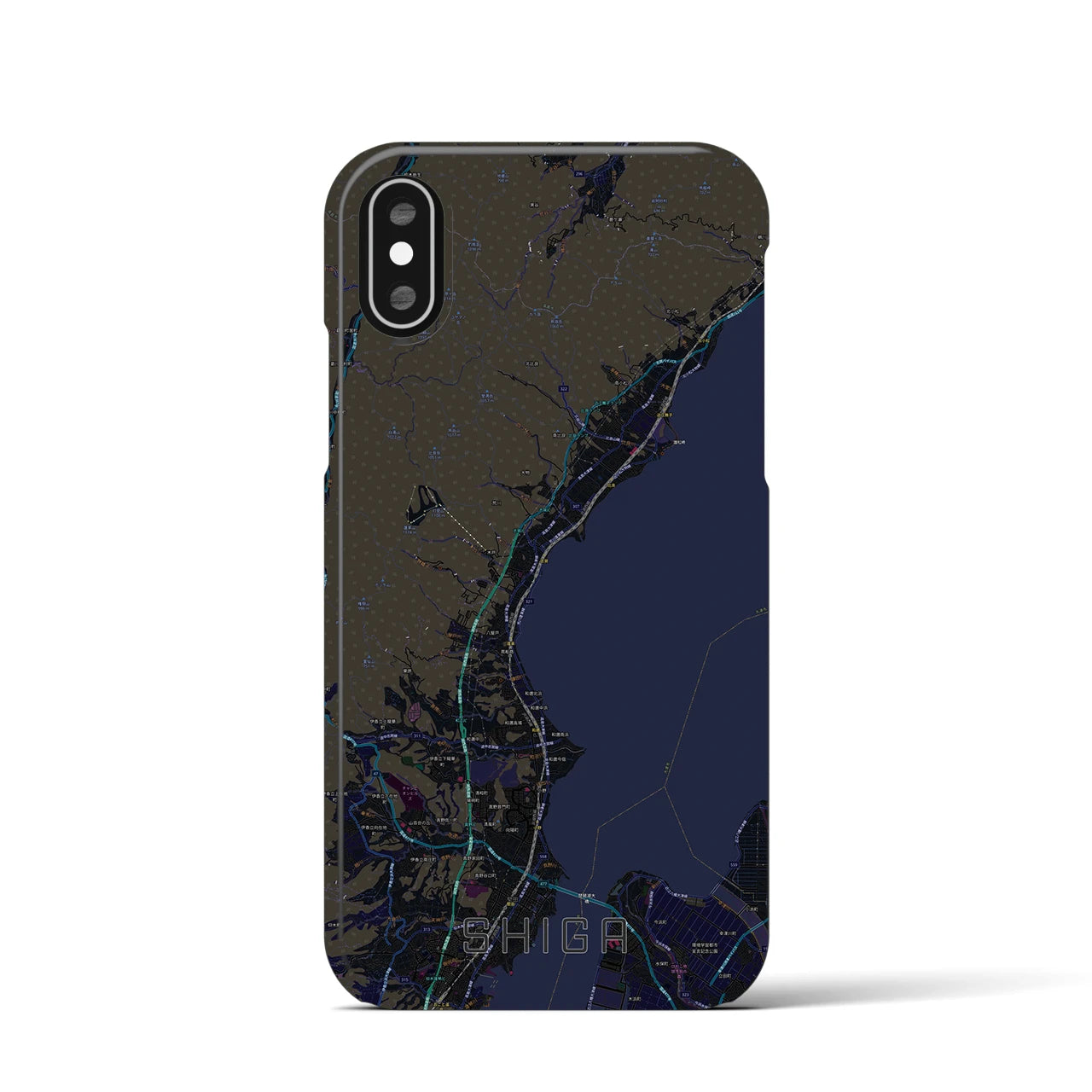 【志賀(滋賀県)】地図柄iPhoneケース(バックカバータイプ)