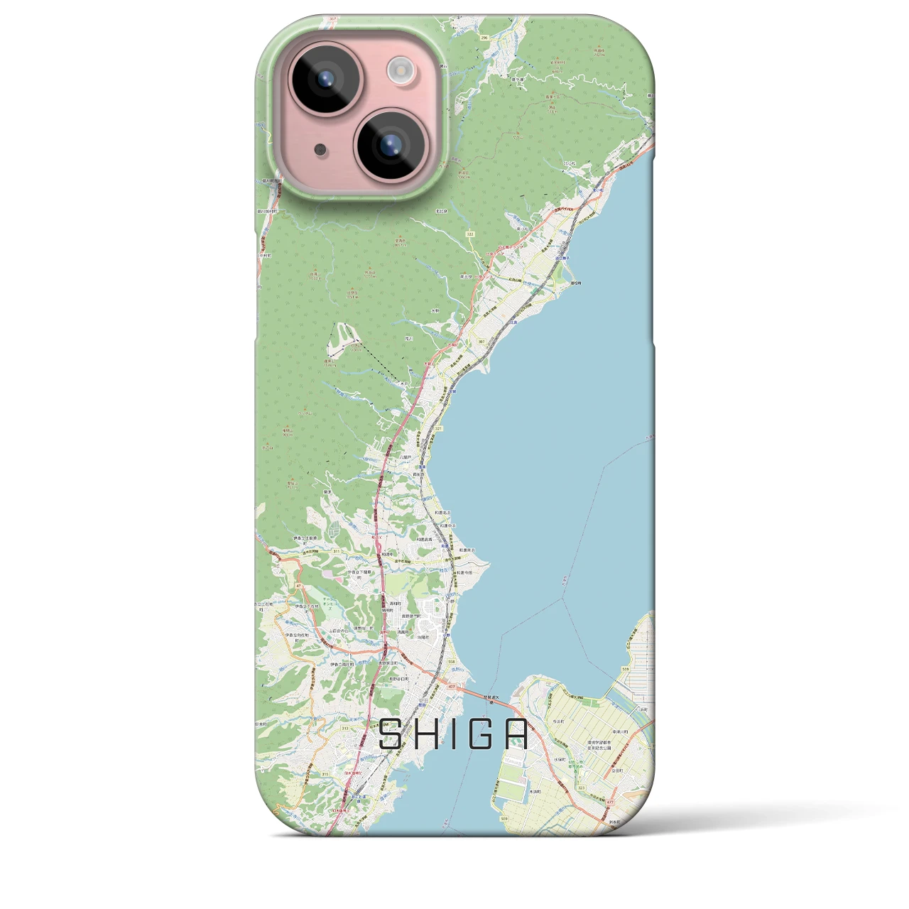 【志賀(滋賀県)】地図柄iPhoneケース(バックカバータイプ)