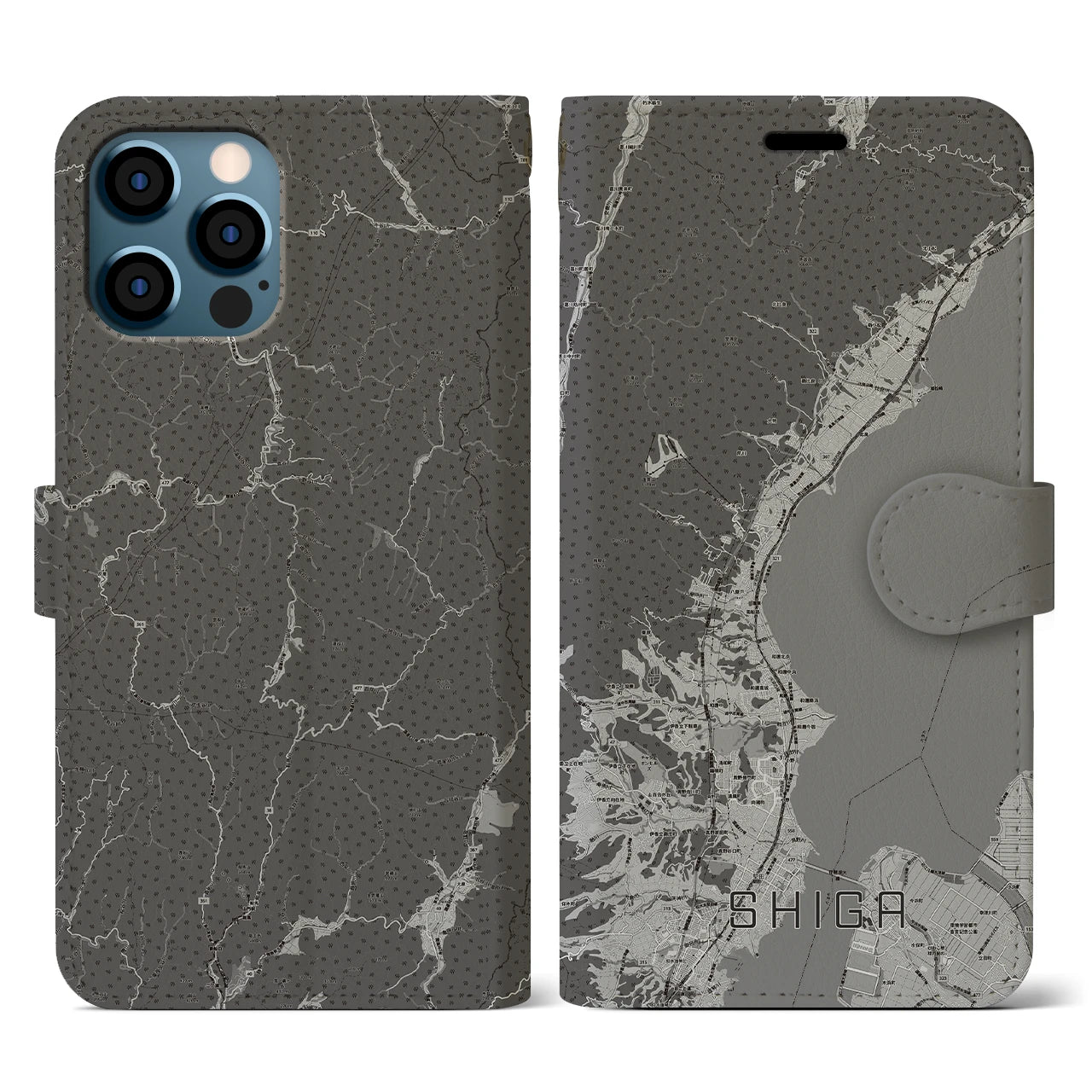 【志賀(滋賀県)】地図柄iPhoneケース(手帳タイプ)