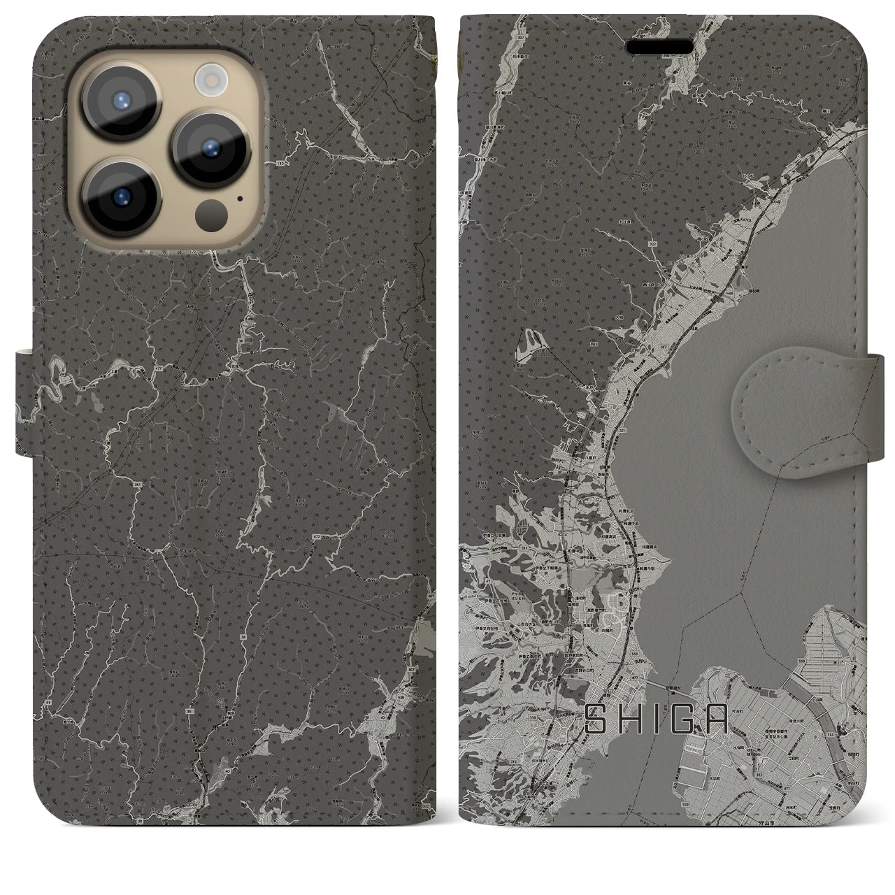 【志賀(滋賀県)】地図柄iPhoneケース(手帳タイプ)