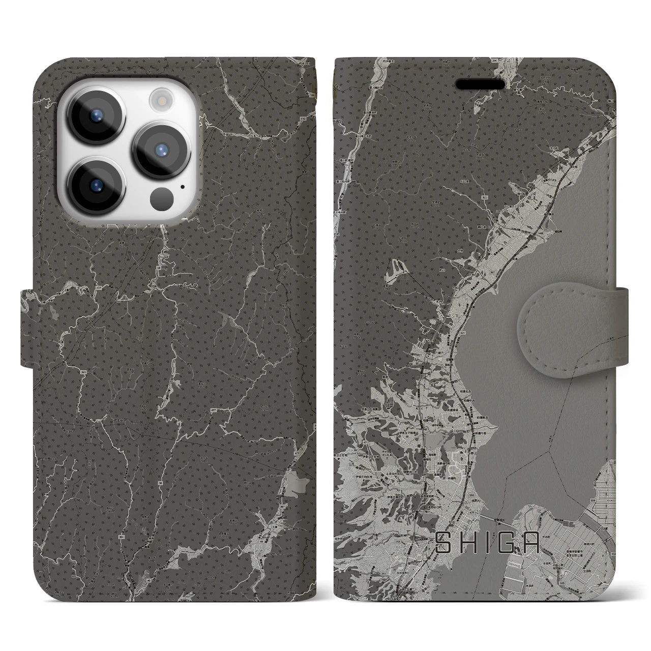 【志賀(滋賀県)】地図柄iPhoneケース(手帳タイプ)