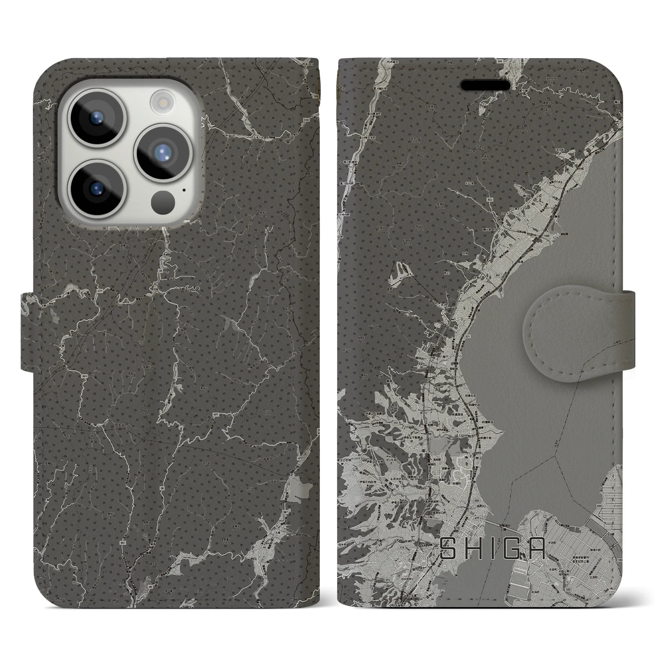 【志賀(滋賀県)】地図柄iPhoneケース(手帳タイプ)