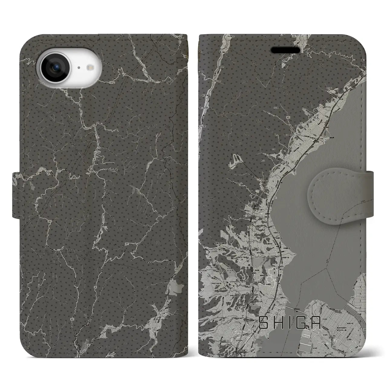 【志賀(滋賀県)】地図柄iPhoneケース(手帳タイプ)