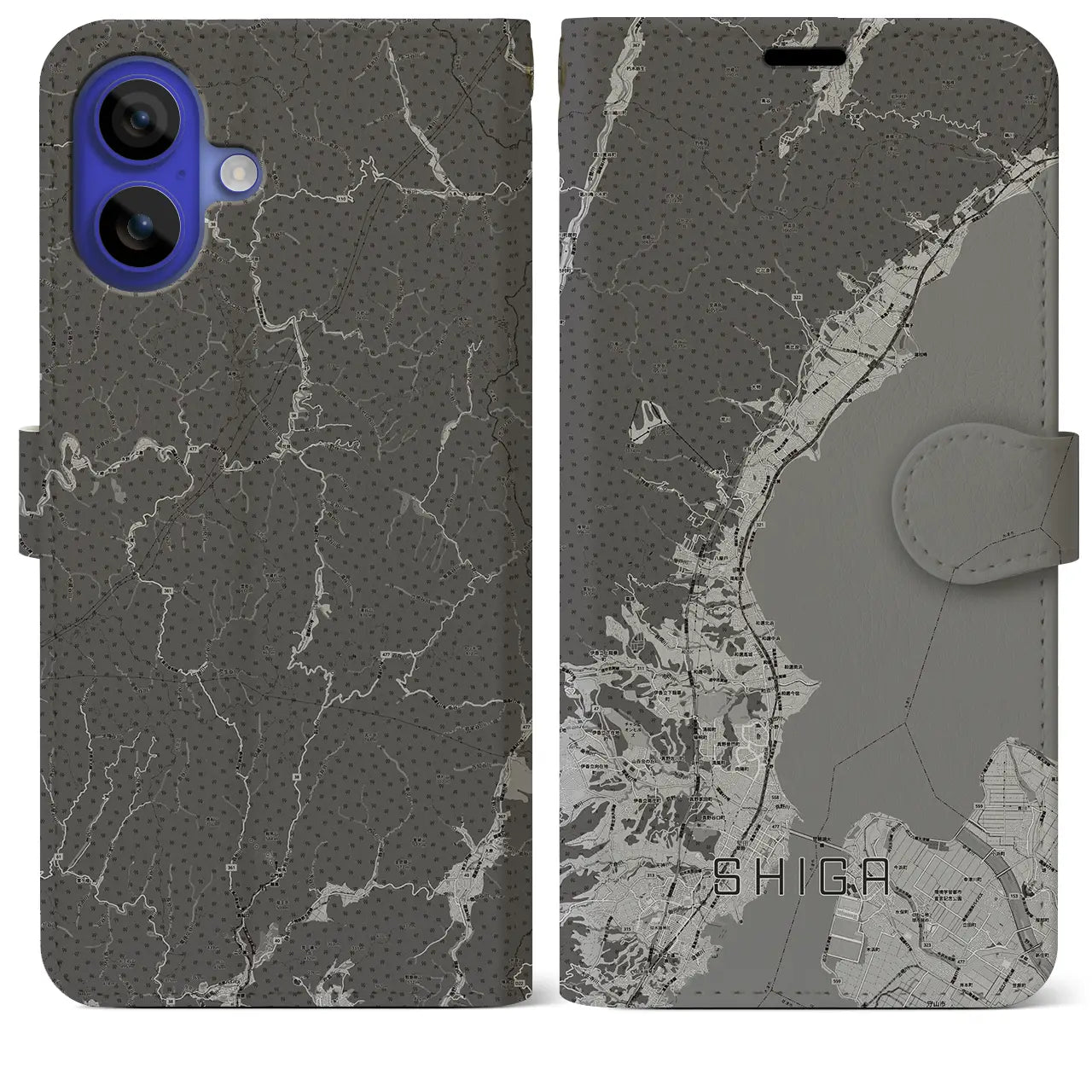 【志賀(滋賀県)】地図柄iPhoneケース(手帳タイプ)