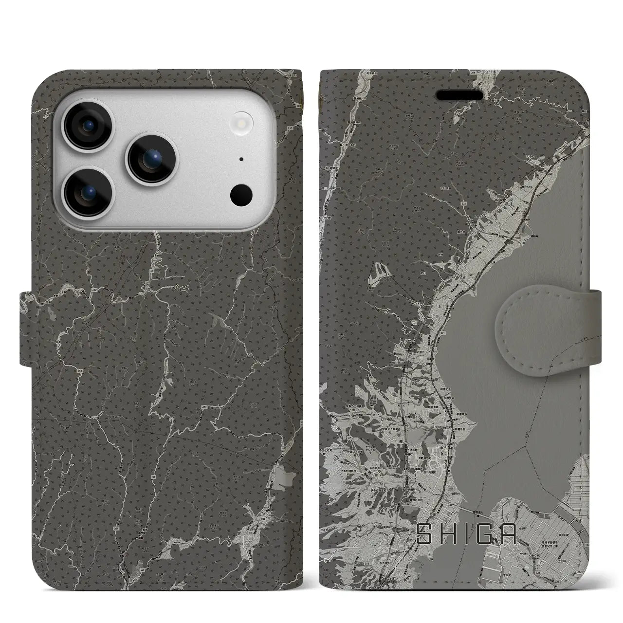 【志賀(滋賀県)】地図柄iPhoneケース(手帳タイプ)