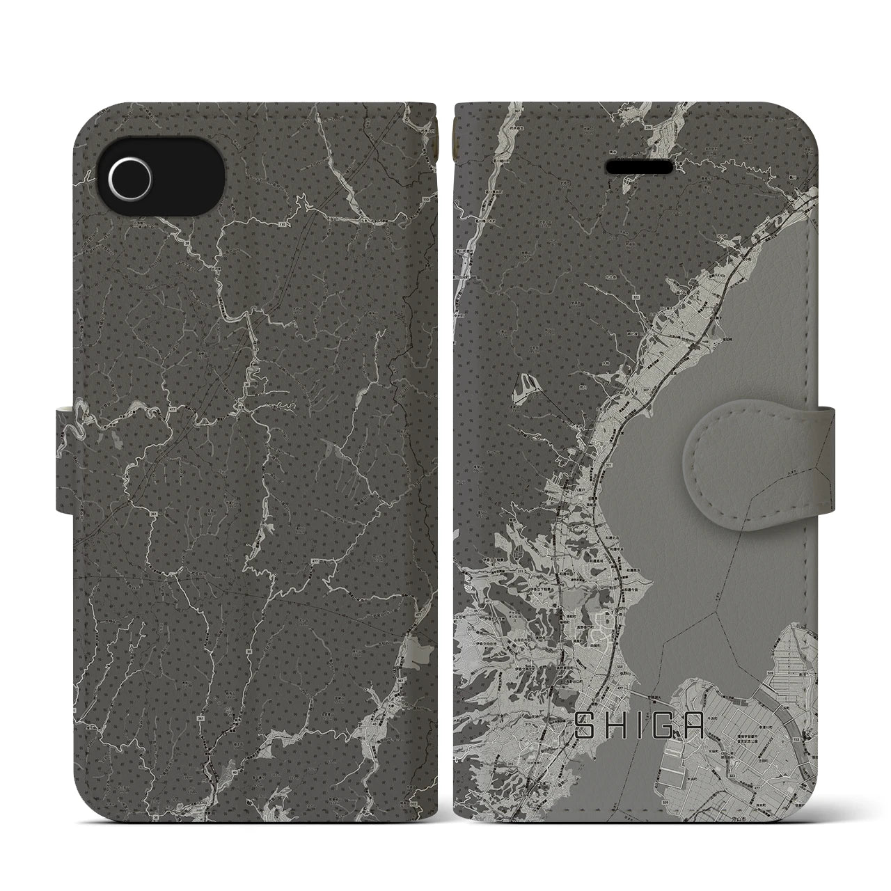 【志賀(滋賀県)】地図柄iPhoneケース(手帳タイプ)
