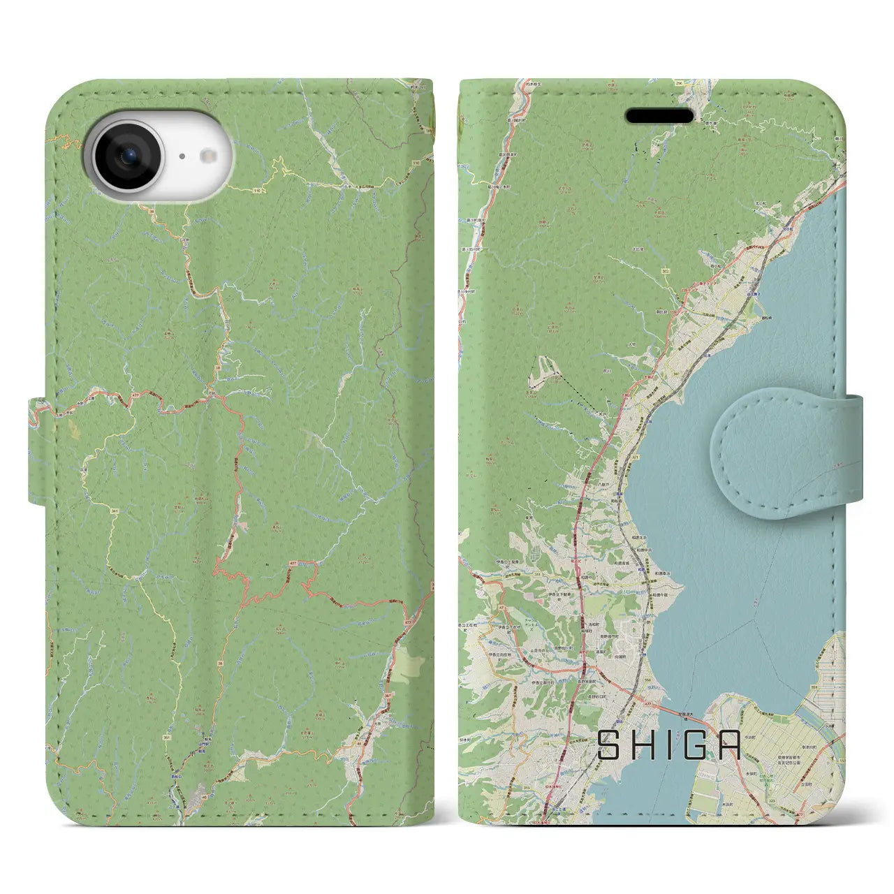 【志賀(滋賀県)】地図柄iPhoneケース(手帳タイプ)