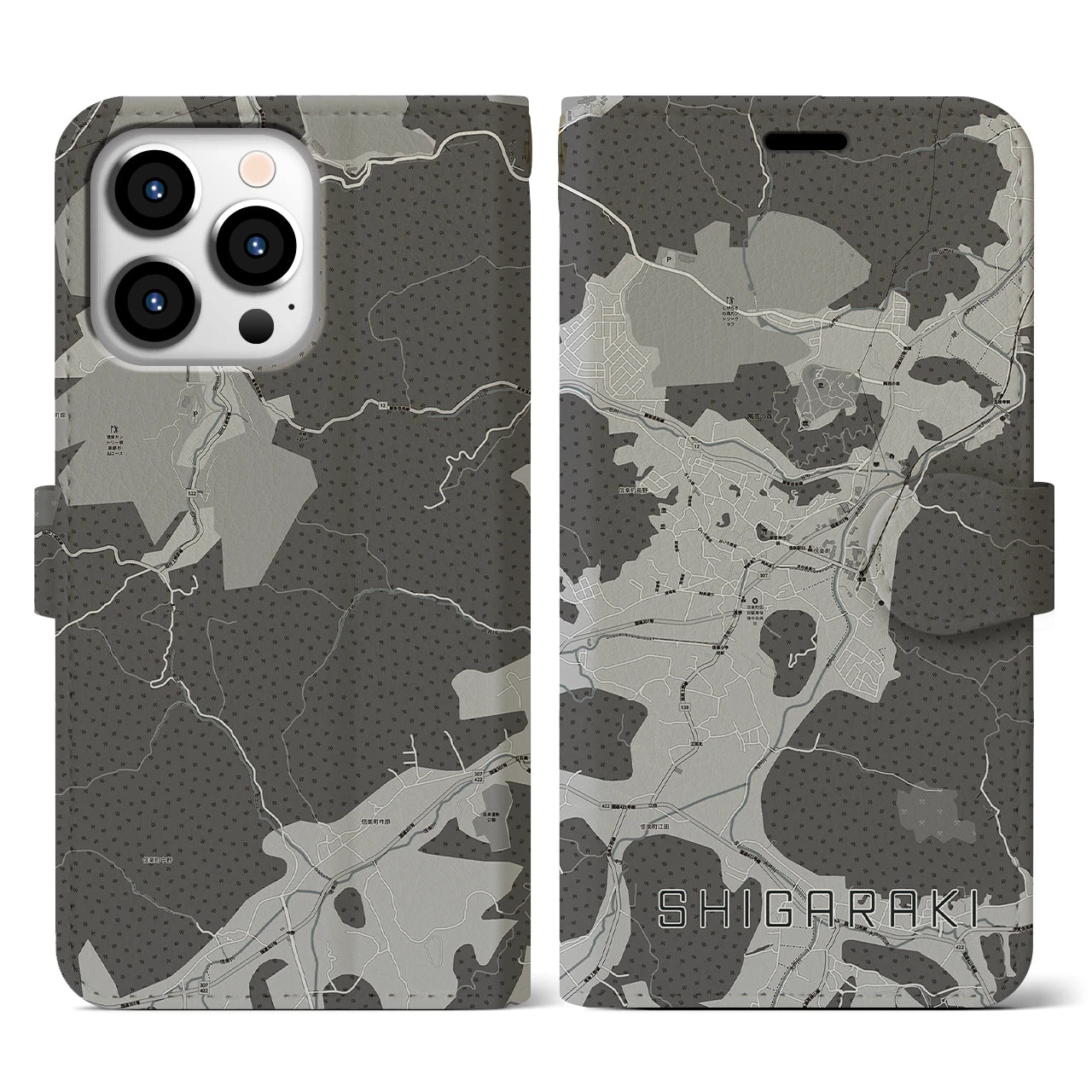 【信楽(滋賀県)】地図柄iPhoneケース(手帳タイプ)