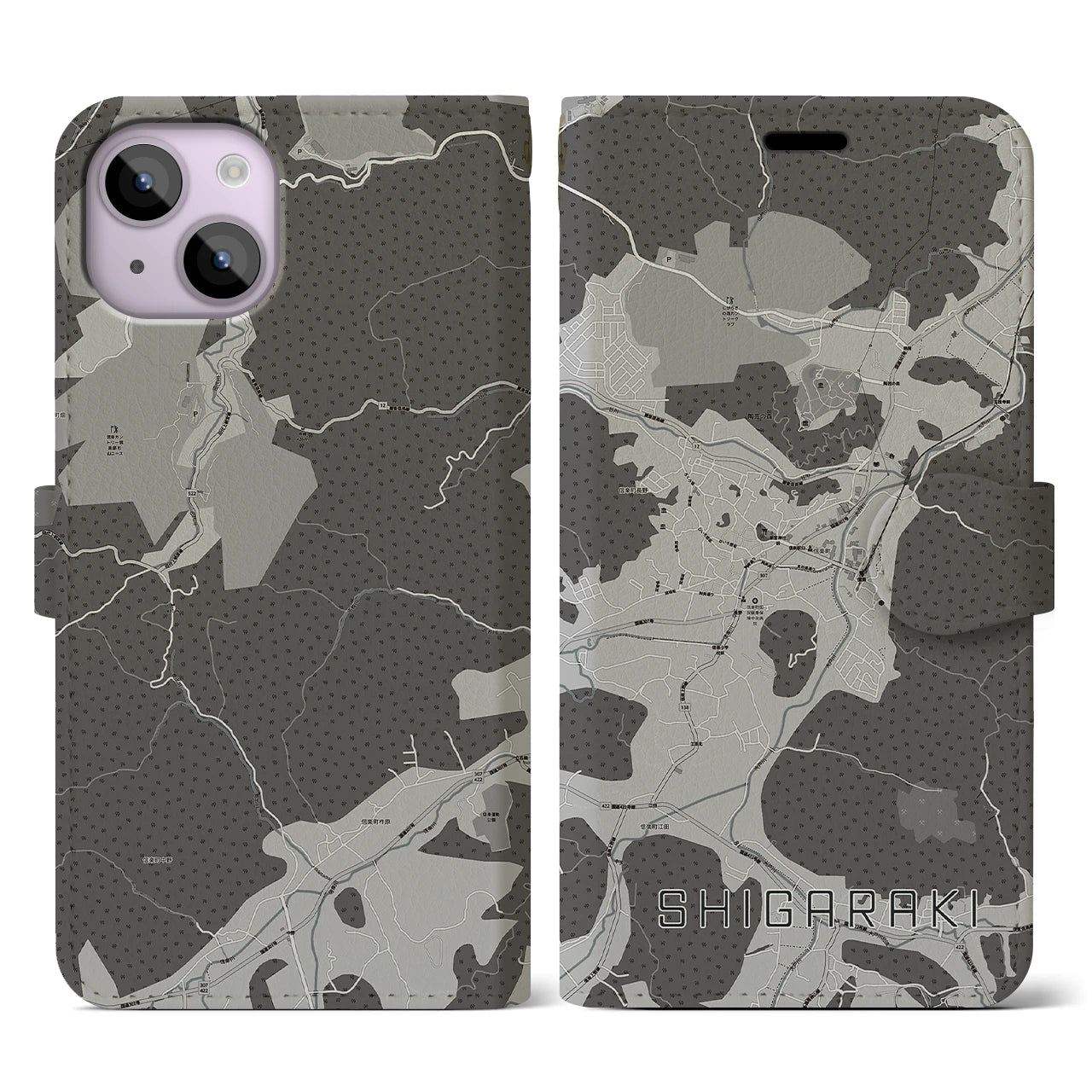 【信楽(滋賀県)】地図柄iPhoneケース(手帳タイプ)