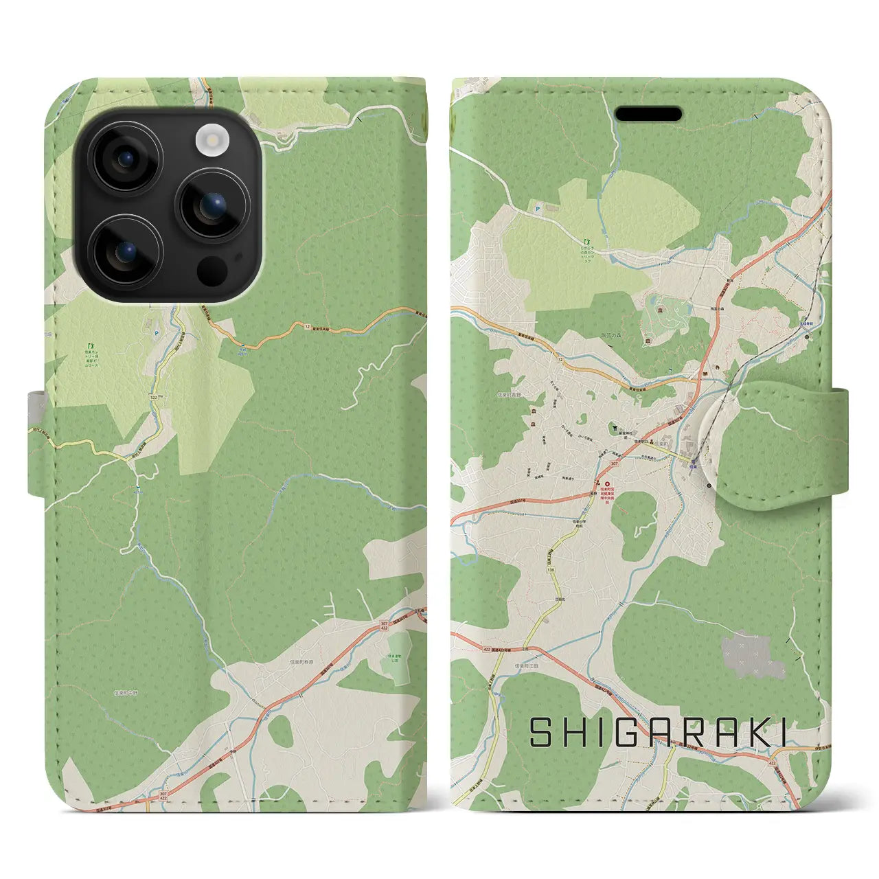 【信楽(滋賀県)】地図柄iPhoneケース(手帳タイプ)ナチュラル・iPhone 16 用