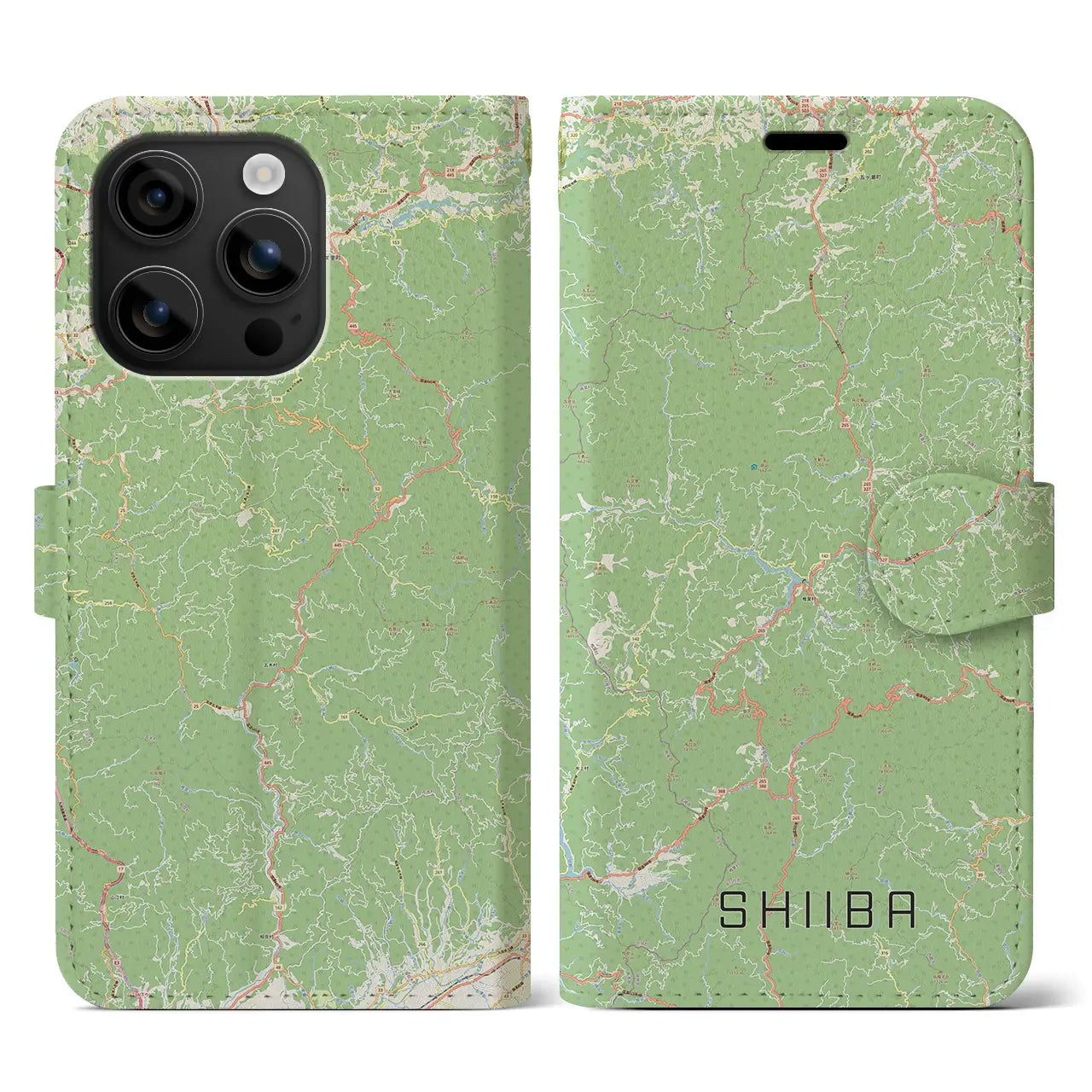 【椎葉(宮崎県)】地図柄iPhoneケース(手帳タイプ)ナチュラル・iPhone 16 用