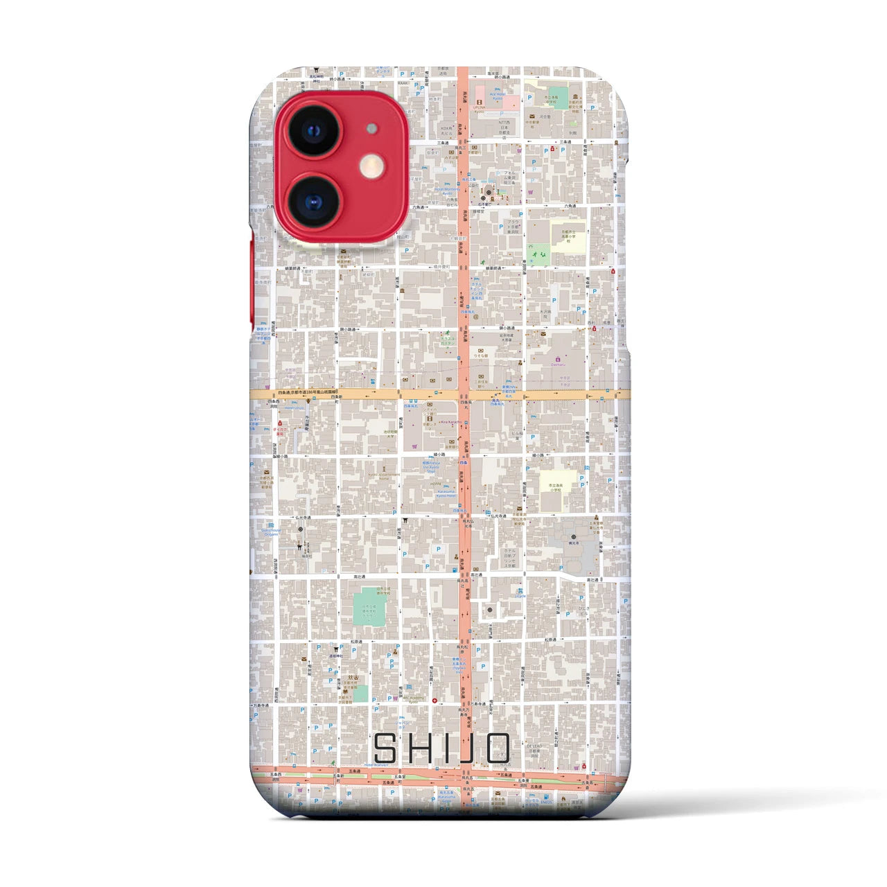【四条(京都府)】地図柄iPhoneケース(バックカバータイプ)