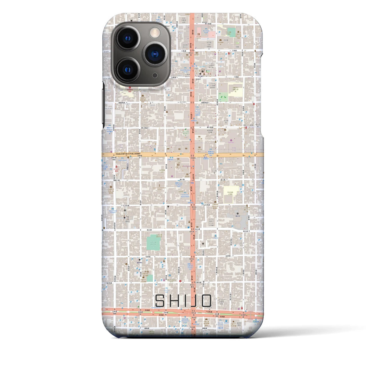 【四条(京都府)】地図柄iPhoneケース(バックカバータイプ)