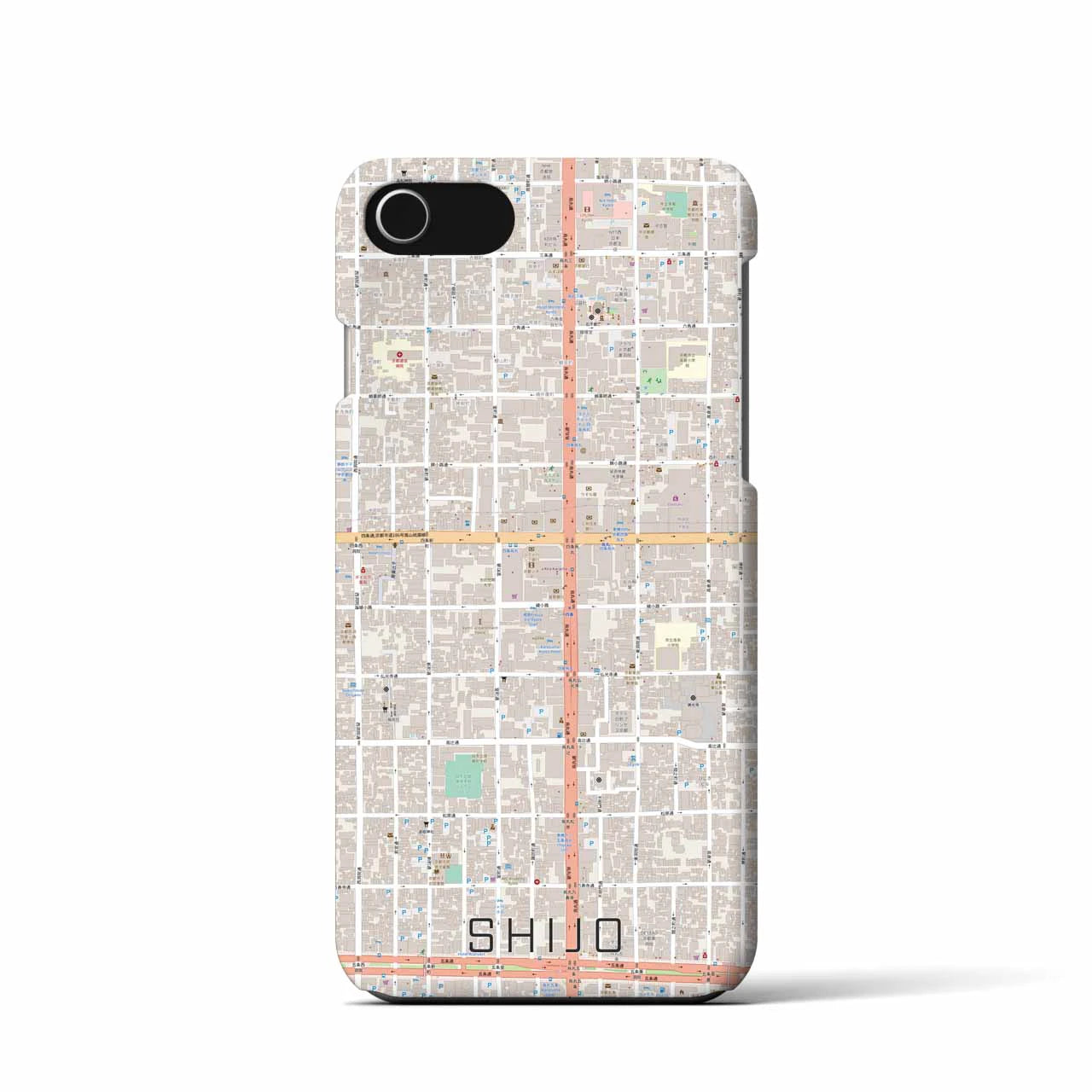 【四条(京都府)】地図柄iPhoneケース(バックカバータイプ)
