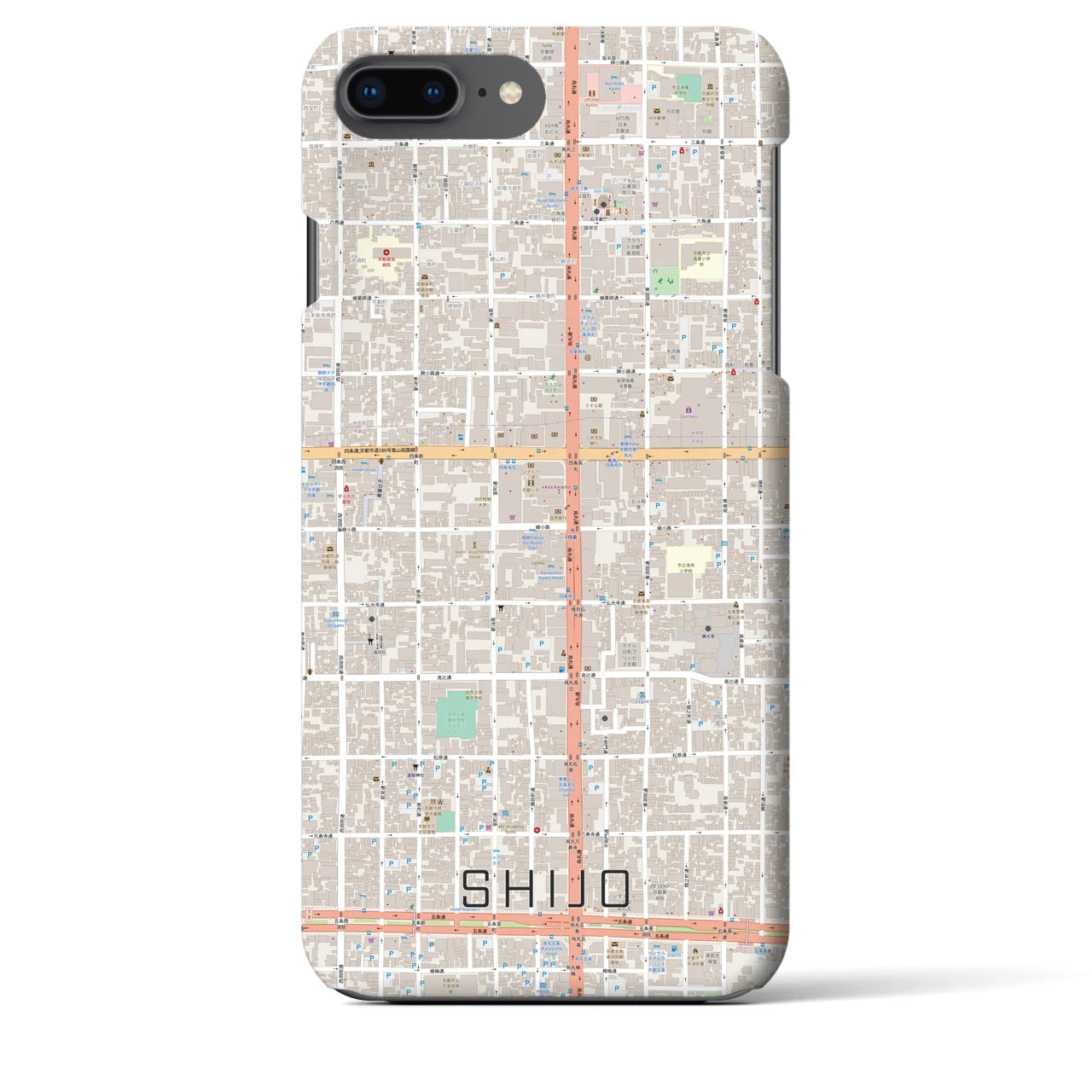 【四条(京都府)】地図柄iPhoneケース(バックカバータイプ)