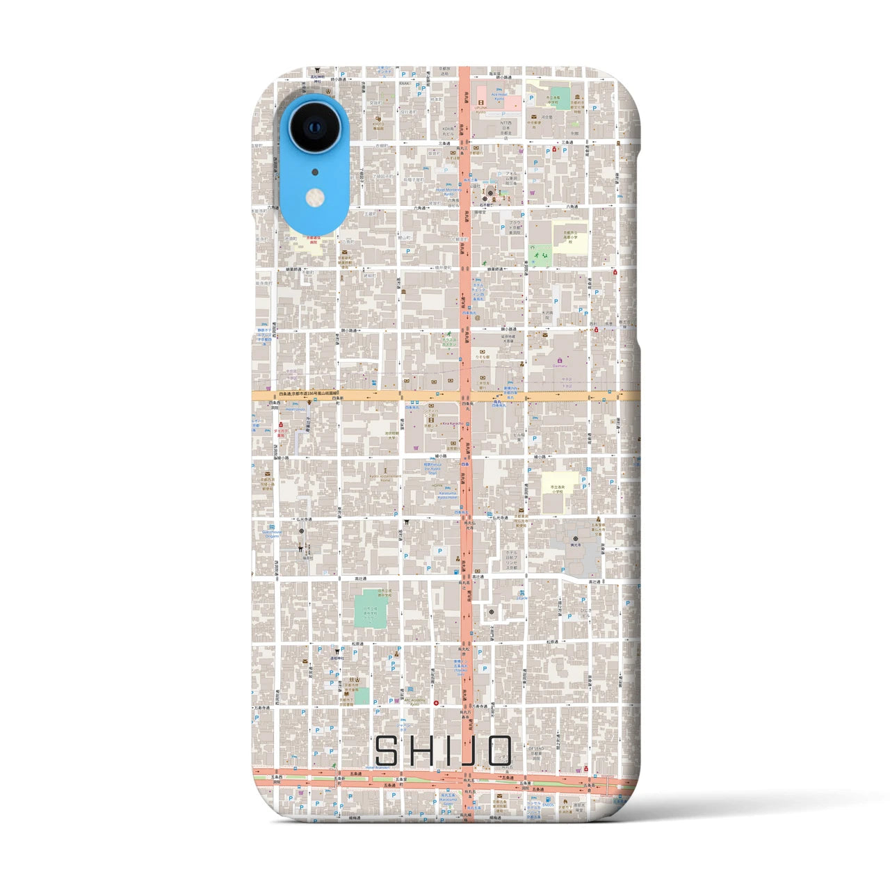 【四条(京都府)】地図柄iPhoneケース(バックカバータイプ)