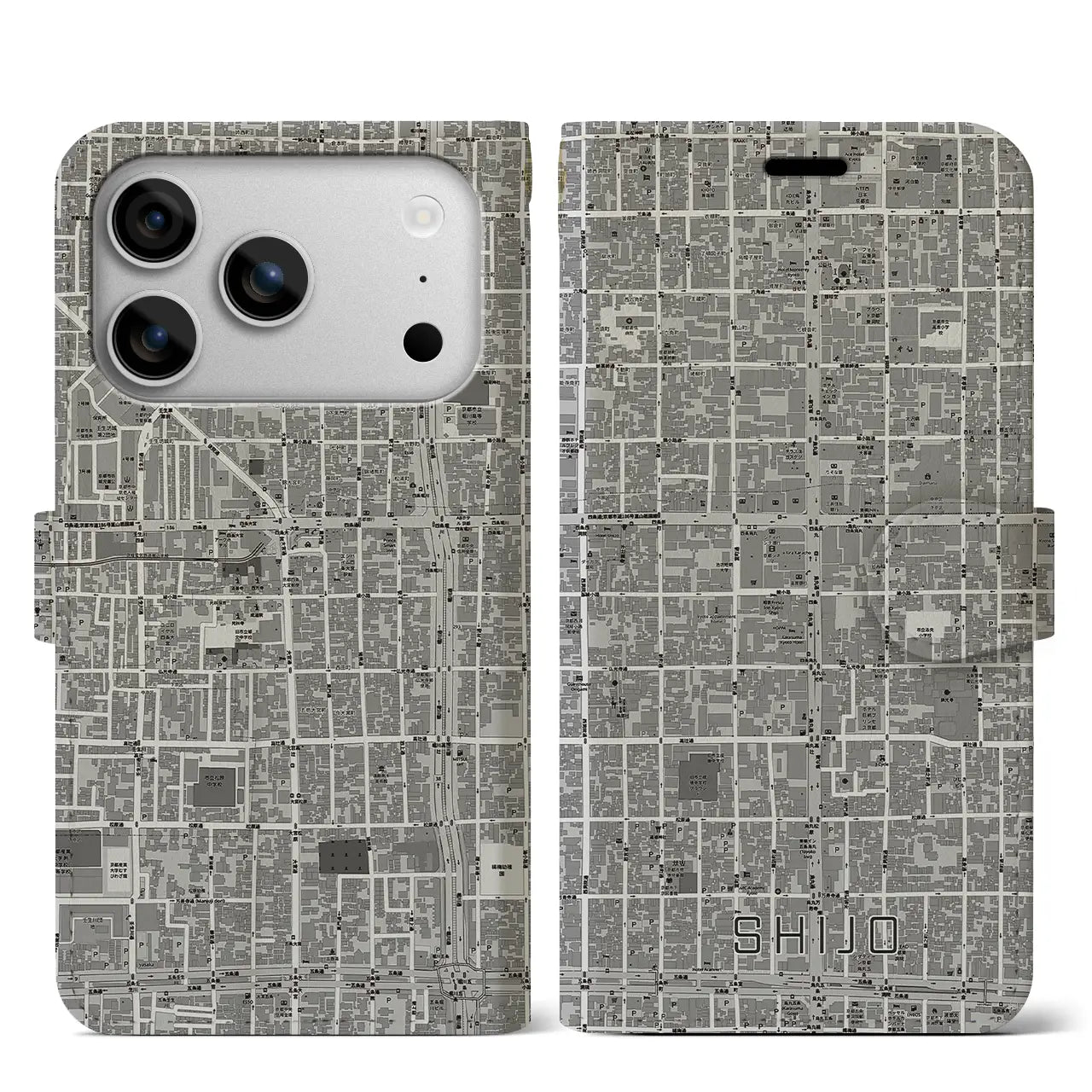 【四条(京都府)】地図柄iPhoneケース(手帳タイプ)