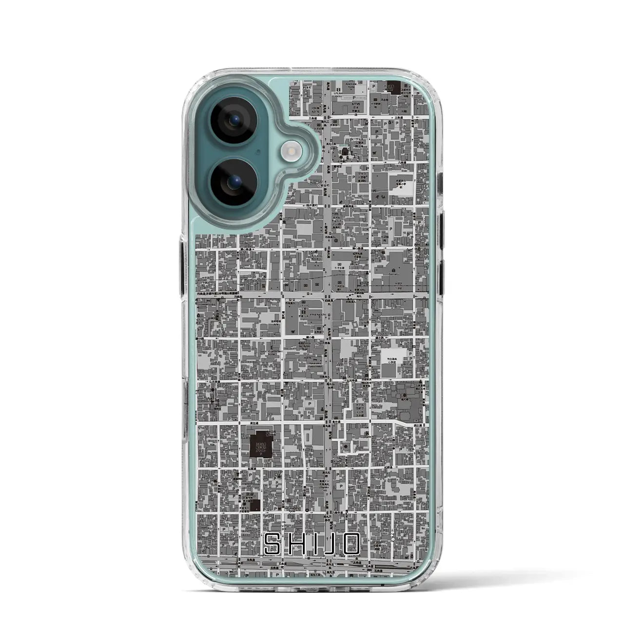 【四条(京都府)】地図柄iPhoneケース(MagSafeタイプ)モノトーン・iPhone 16 Pro 用