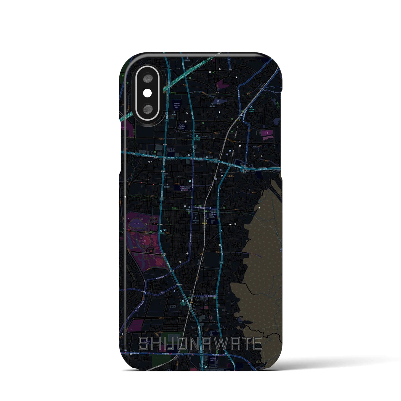 【四条畷(大阪府)】地図柄iPhoneケース(バックカバータイプ)