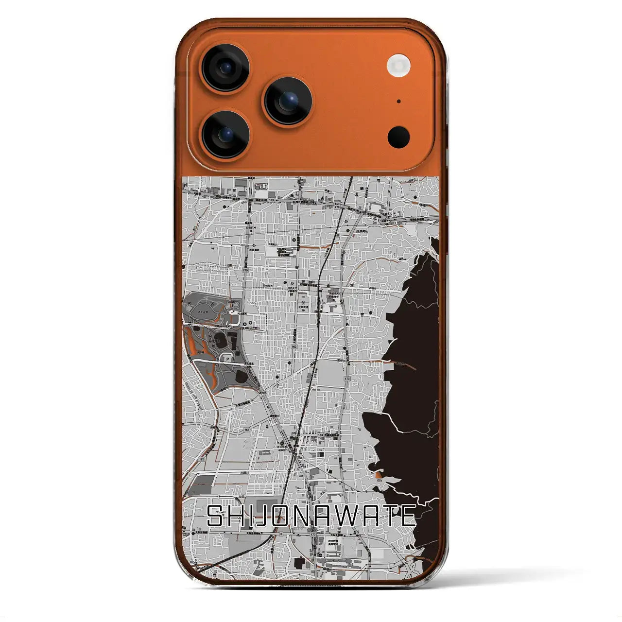 【四条畷(大阪府)】地図柄iPhoneケース(クリアタイプ)モノトーン・iPhone 17 Pro Max 用