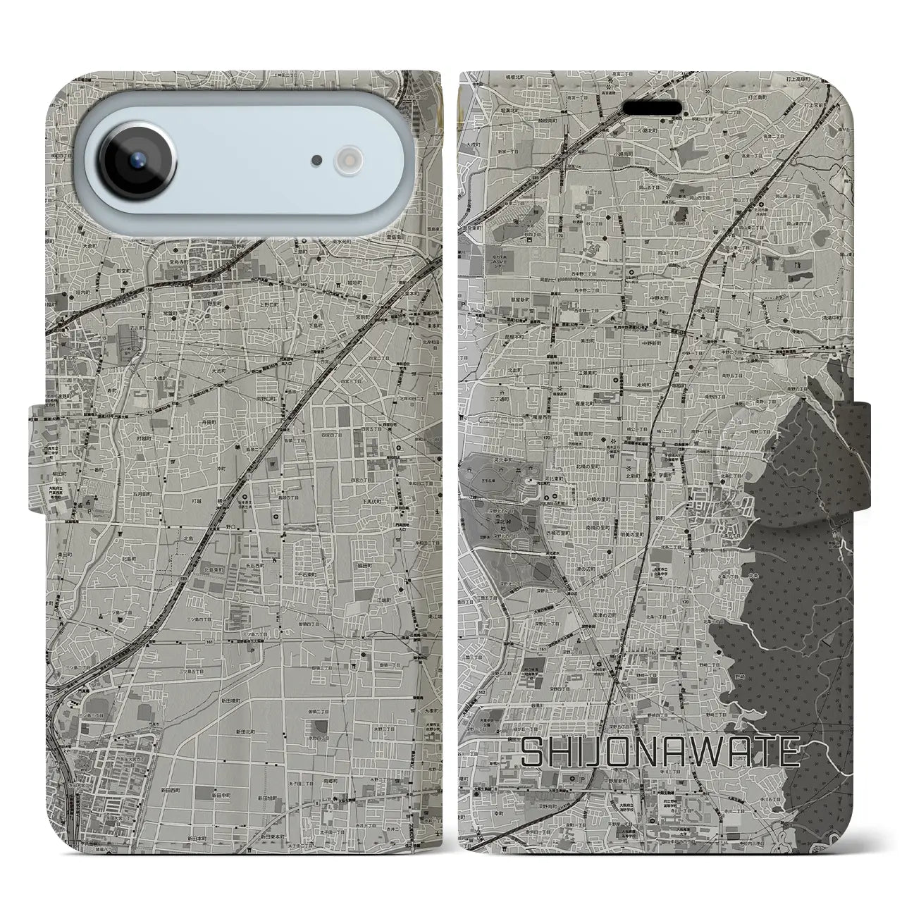 【四条畷(大阪府)】地図柄iPhoneケース(手帳タイプ)