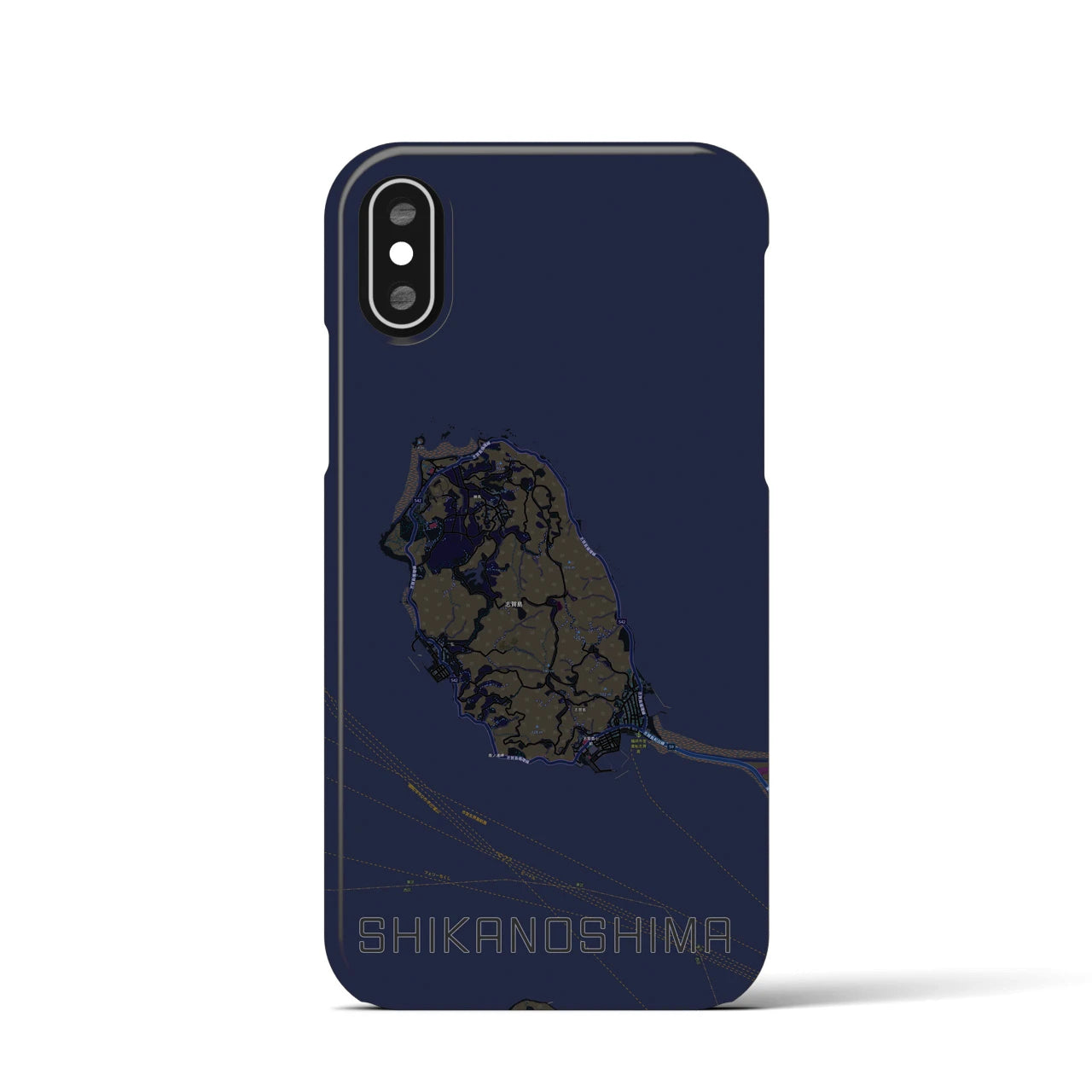 【志賀島(福岡県)】地図柄iPhoneケース(バックカバータイプ)