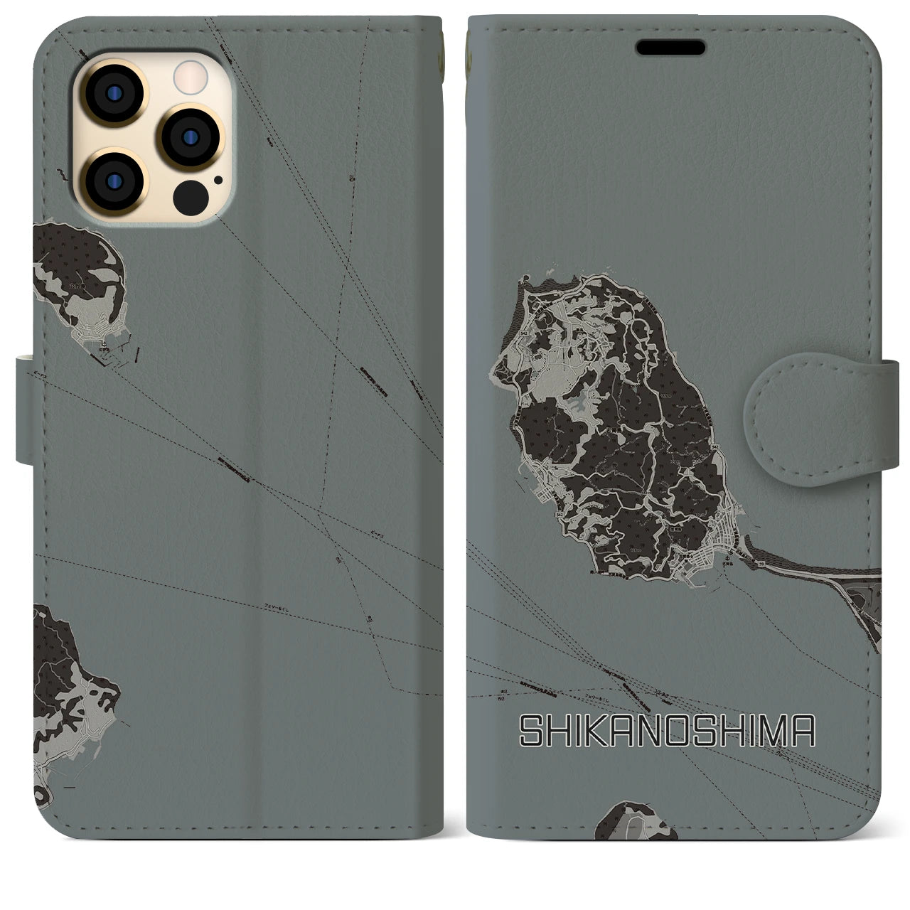 【志賀島(福岡県)】地図柄iPhoneケース(手帳タイプ)