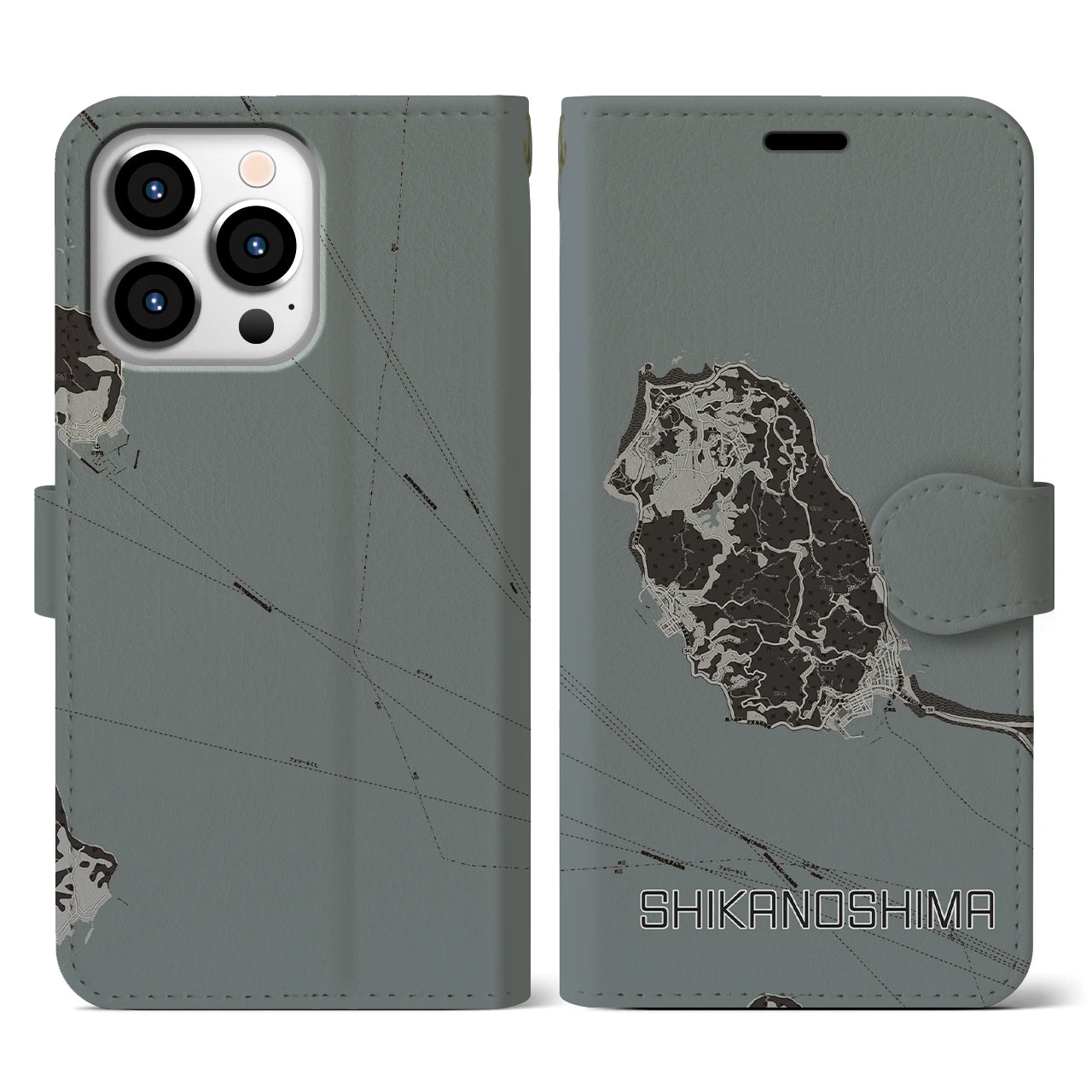 【志賀島(福岡県)】地図柄iPhoneケース(手帳タイプ)