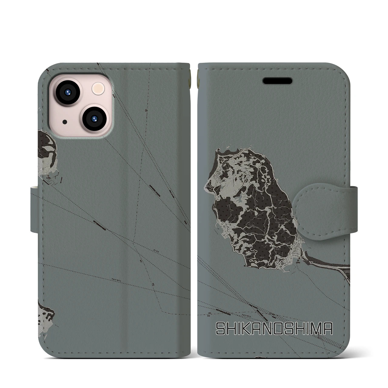 【志賀島(福岡県)】地図柄iPhoneケース(手帳タイプ)