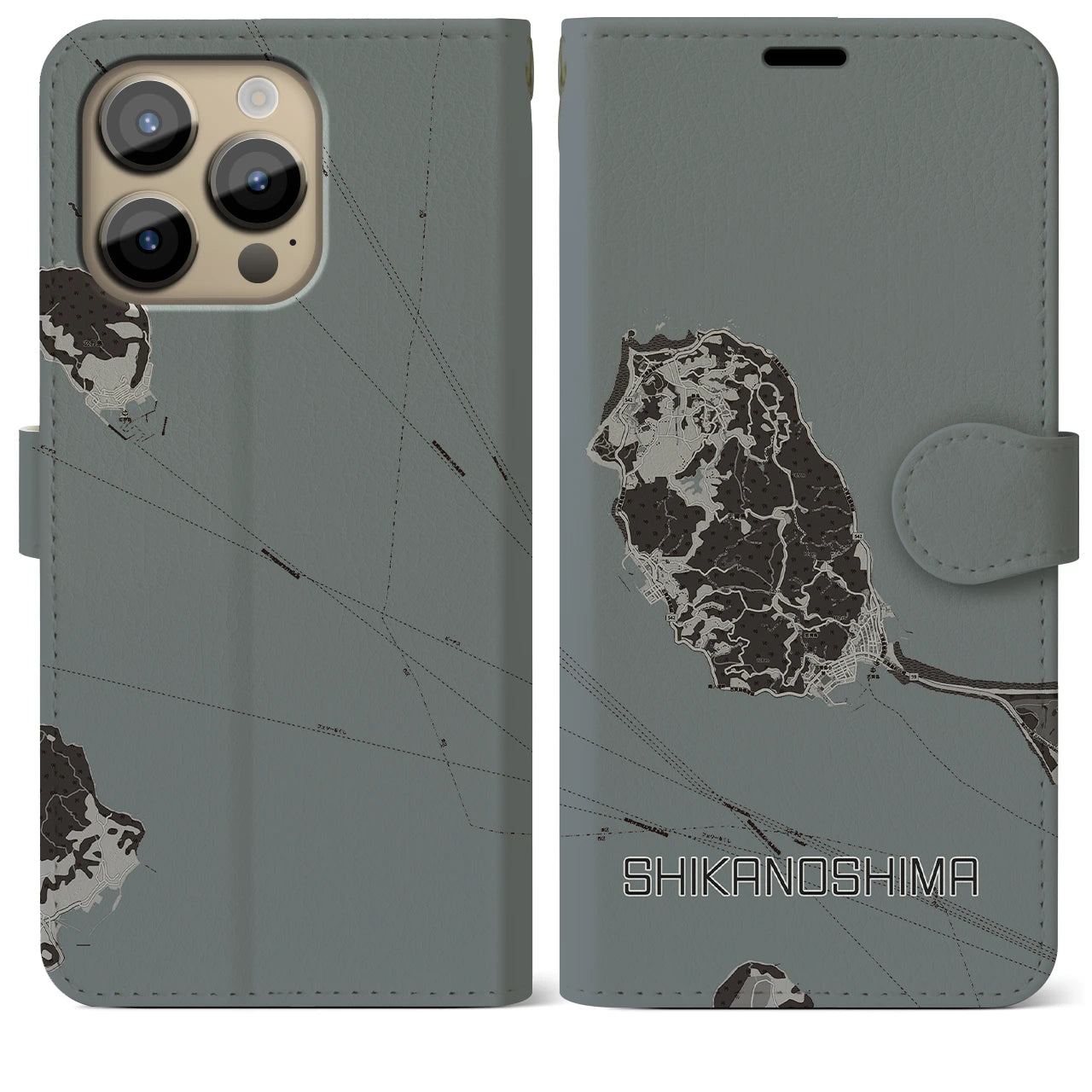 【志賀島(福岡県)】地図柄iPhoneケース(手帳タイプ)