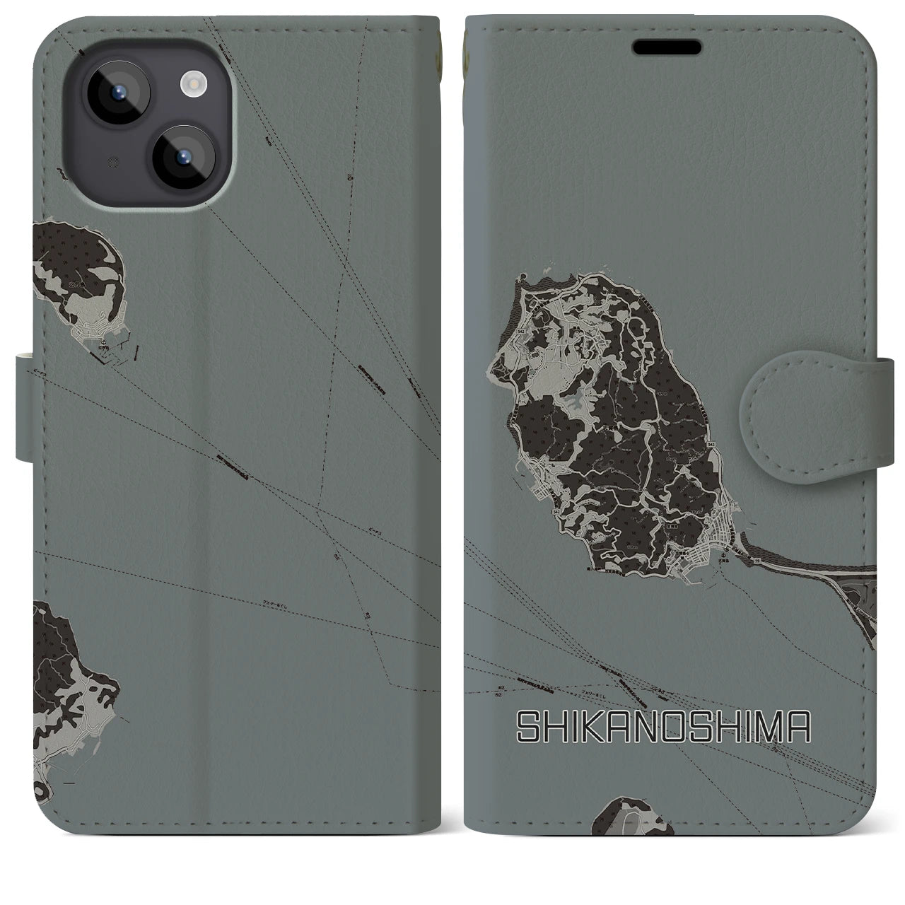 【志賀島(福岡県)】地図柄iPhoneケース(手帳タイプ)