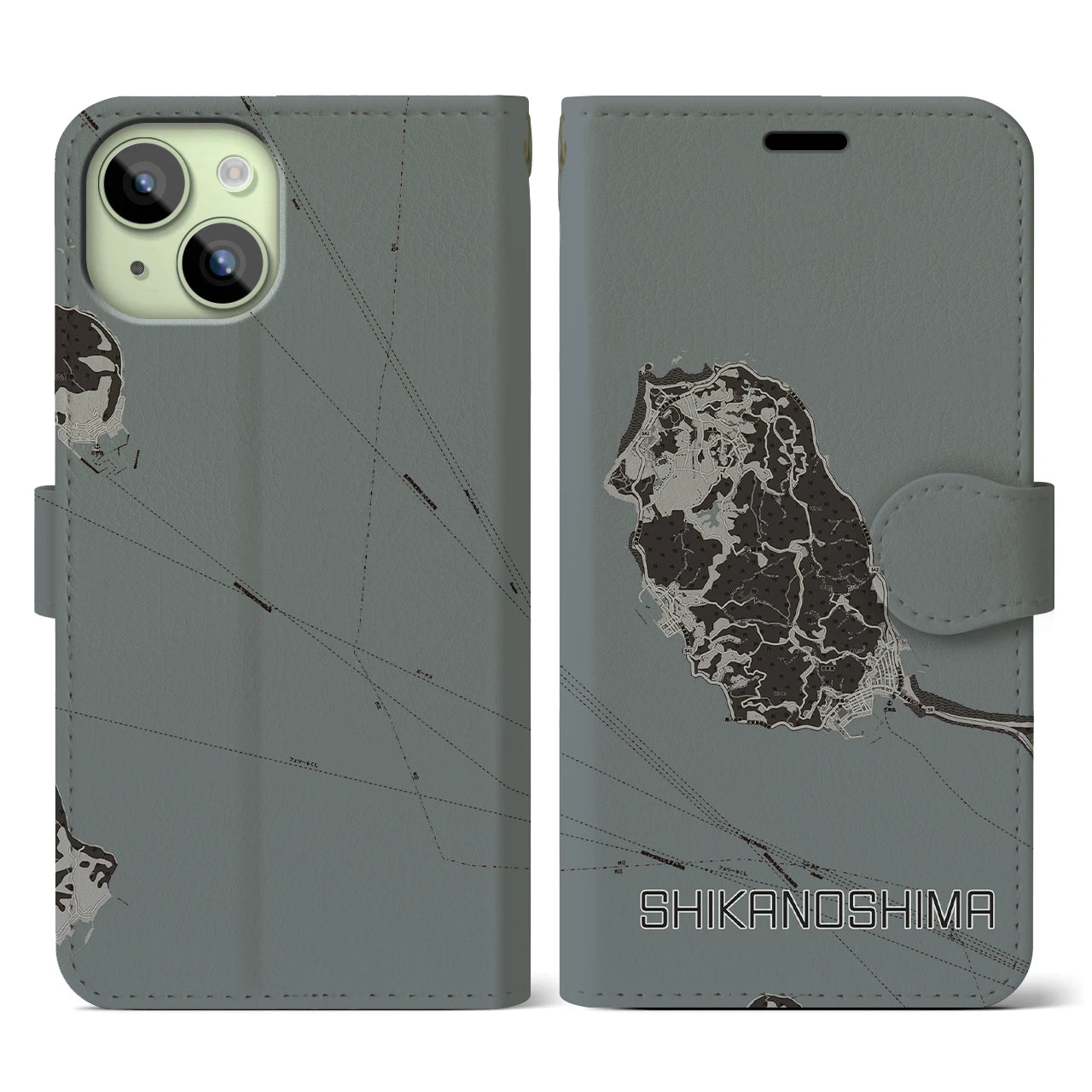 【志賀島(福岡県)】地図柄iPhoneケース(手帳タイプ)