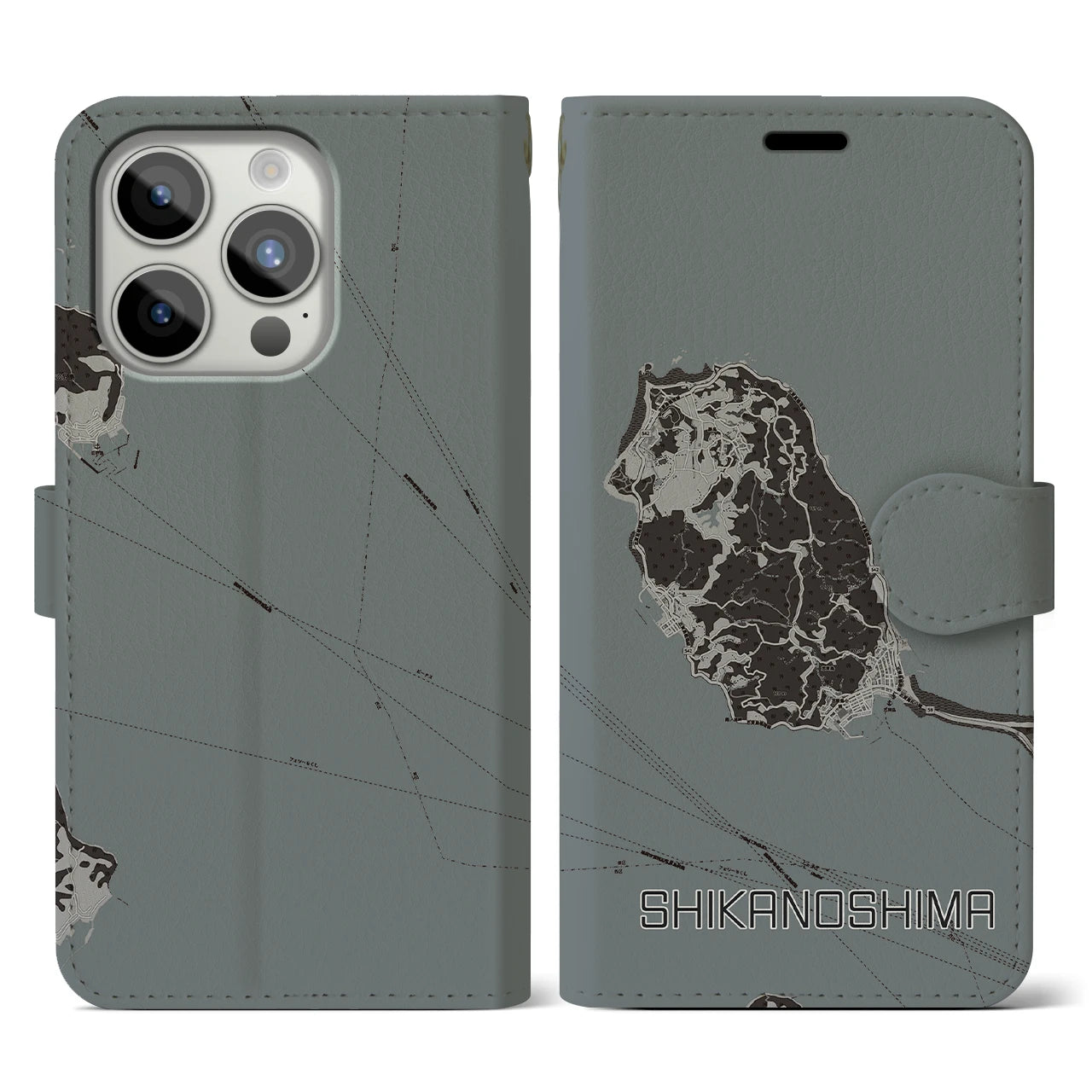 【志賀島(福岡県)】地図柄iPhoneケース(手帳タイプ)