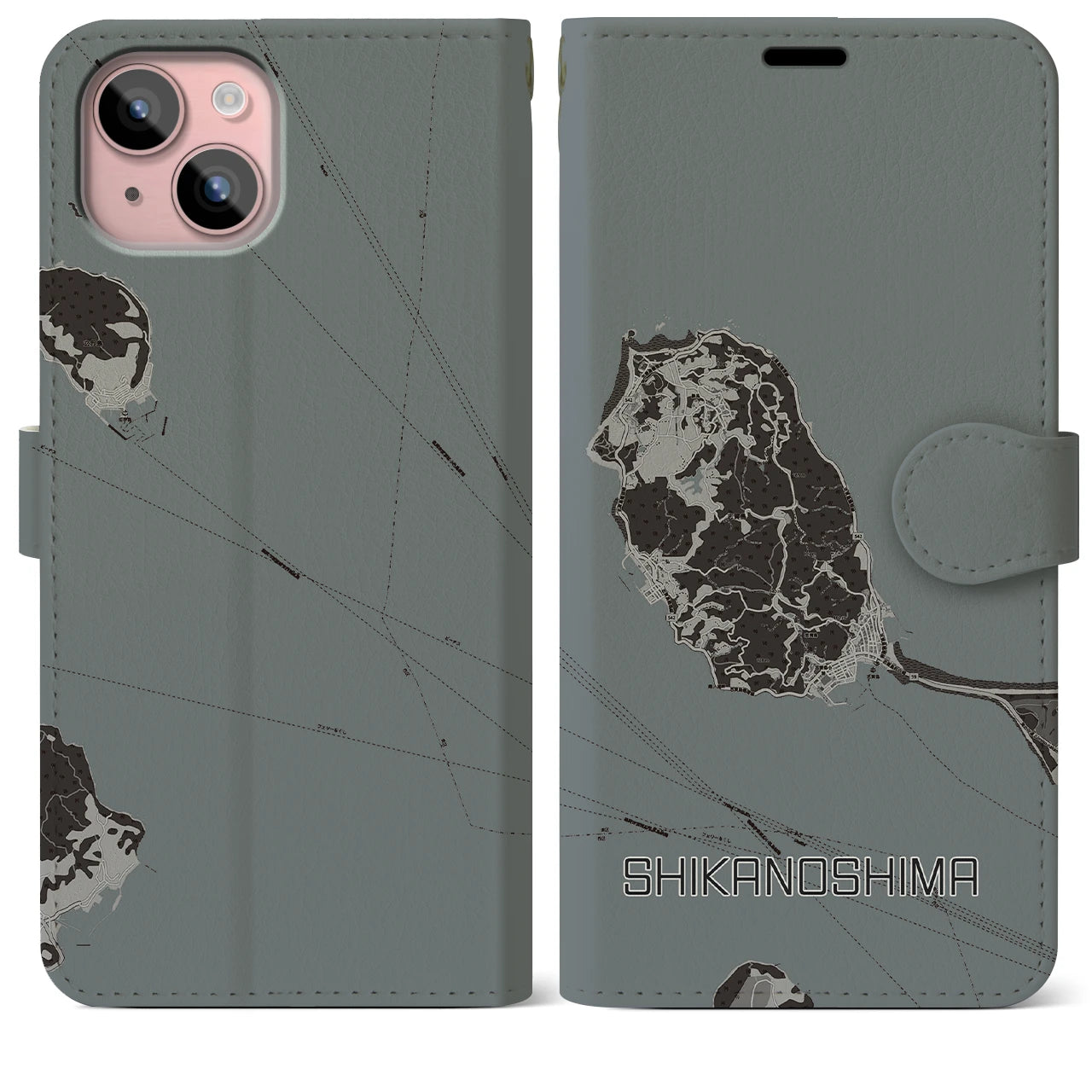 【志賀島(福岡県)】地図柄iPhoneケース(手帳タイプ)