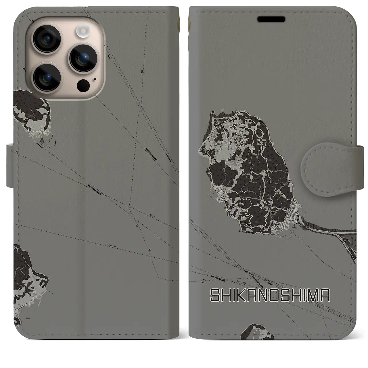 【志賀島(福岡県)】地図柄iPhoneケース(手帳タイプ)