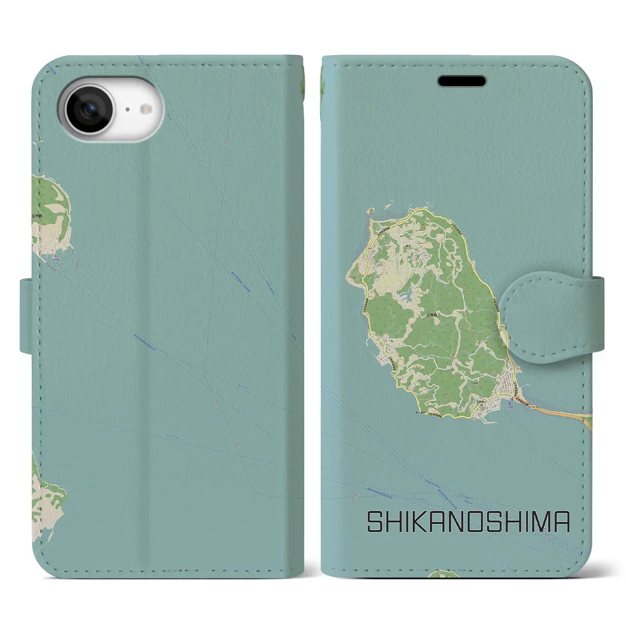 【志賀島(福岡県)】地図柄iPhoneケース(手帳タイプ)