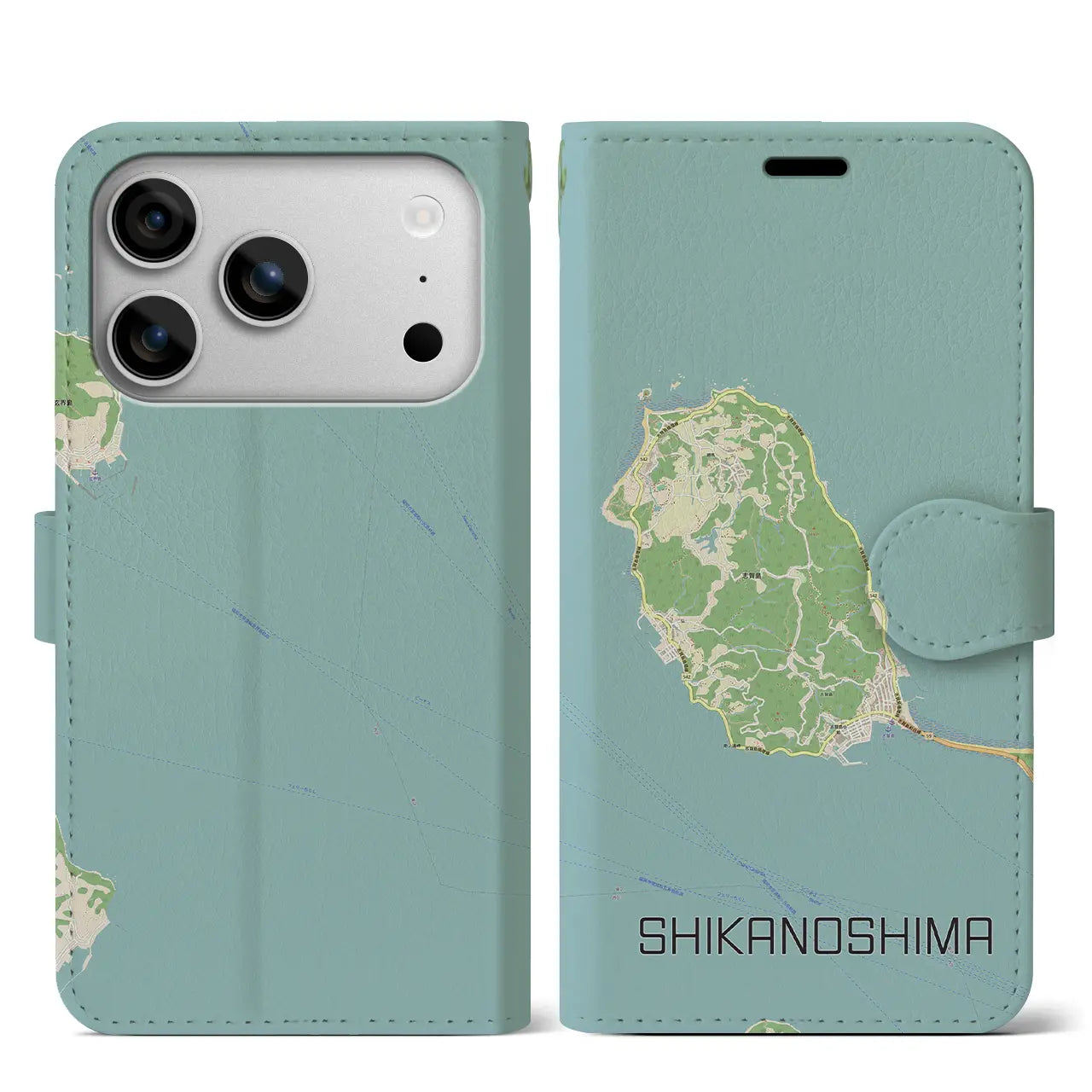 【志賀島(福岡県)】地図柄iPhoneケース(手帳タイプ)