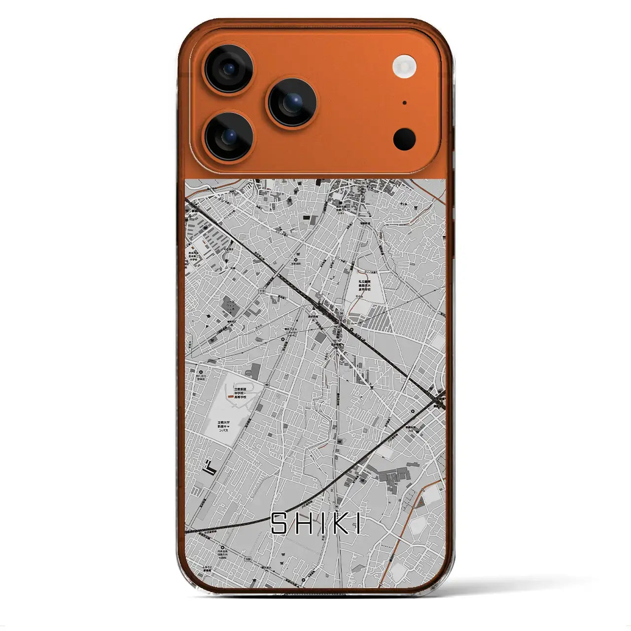 【志木(埼玉県)】地図柄iPhoneケース(クリアタイプ)モノトーン・iPhone 17 Pro Max 用