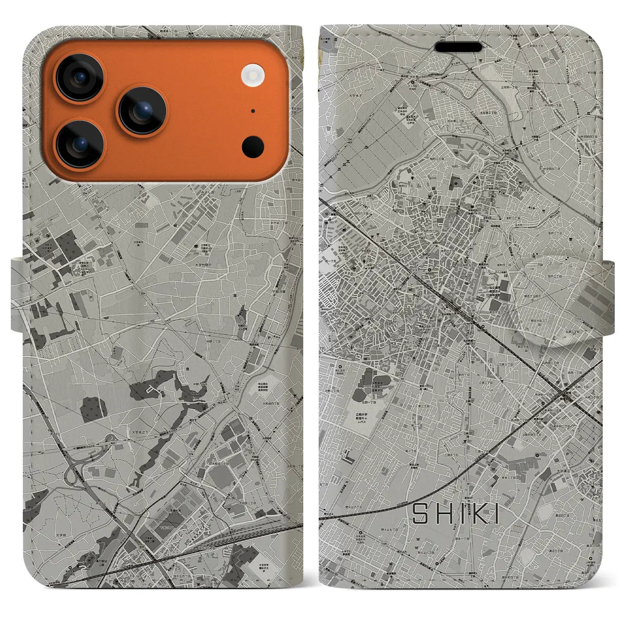 【志木(埼玉県)】地図柄iPhoneケース(手帳タイプ)